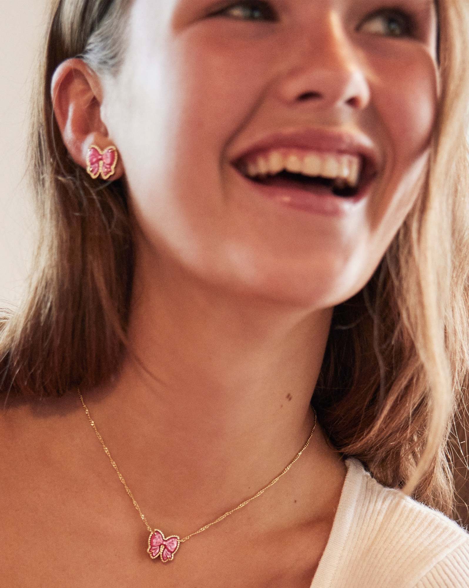 Haley Bow Gold Stud Earrings 