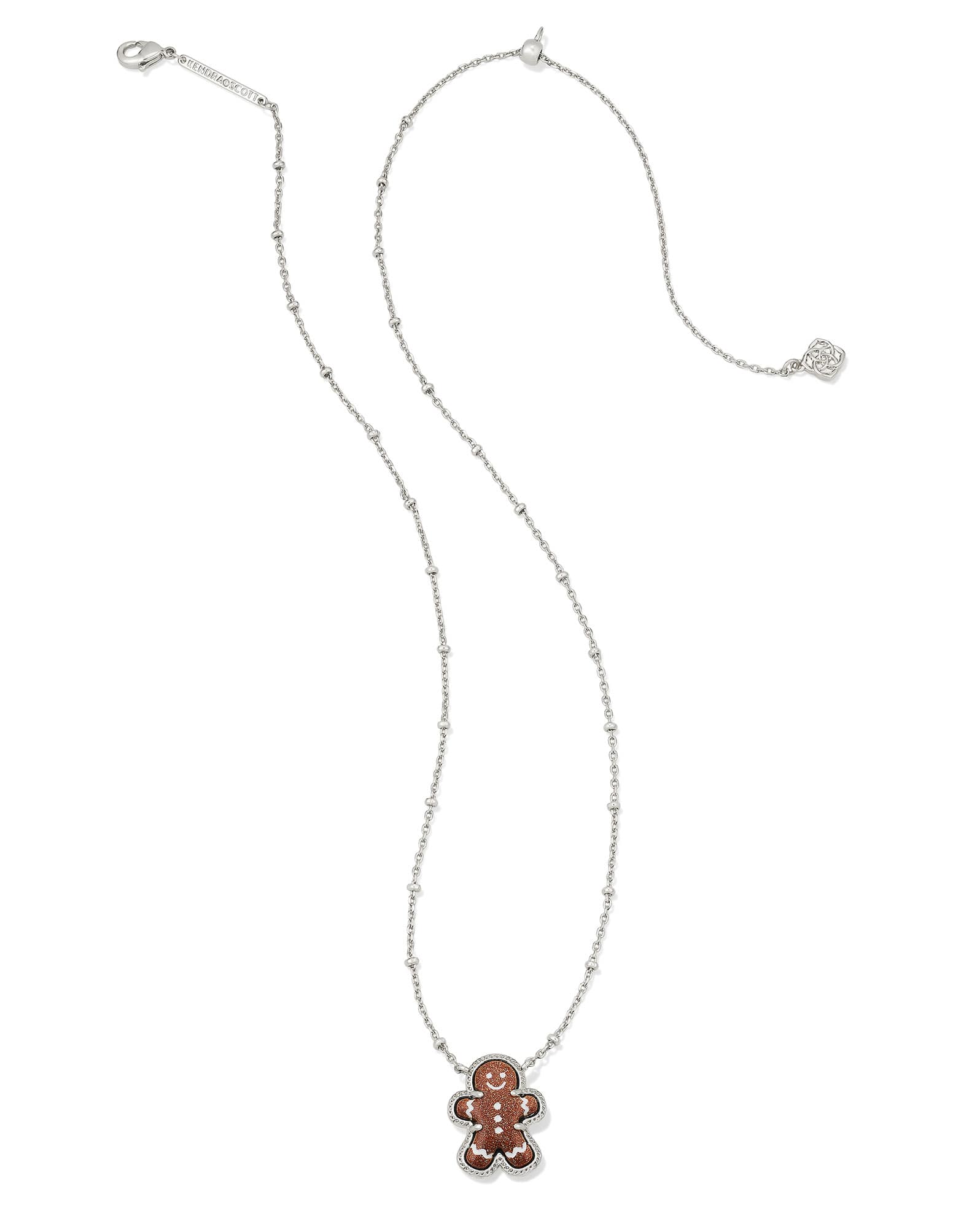 Gingerbread Silver Short Pendant Necklace 