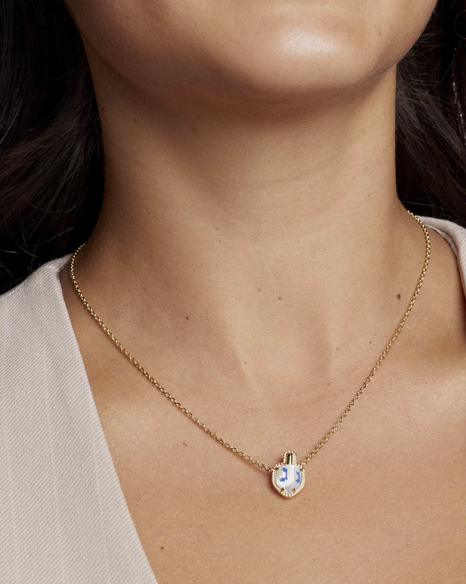 Dreidel Gold Short Pendant Necklace 