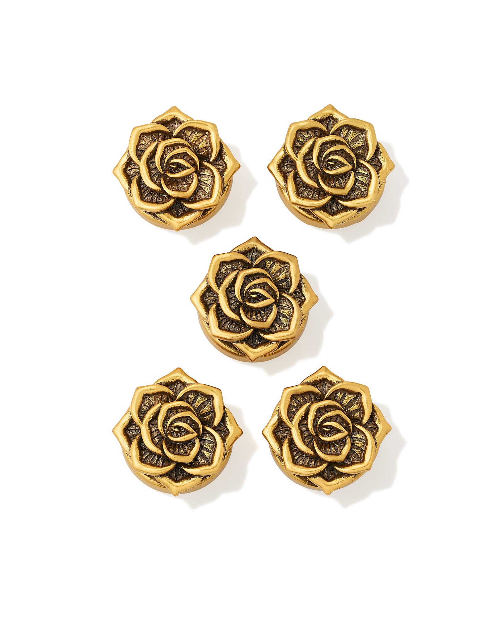Ansel Rose Vintage Gold Button Cover Set of 5