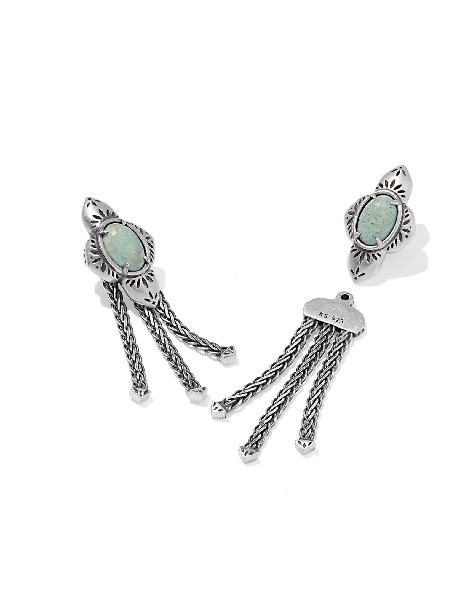 Abbie Oxidized Sterling Silver Fringe Convertible Drop Earrings