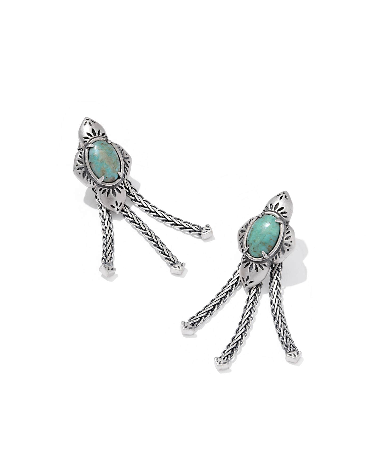 Abbie Oxidized Sterling Silver Fringe Convertible Drop Earrings