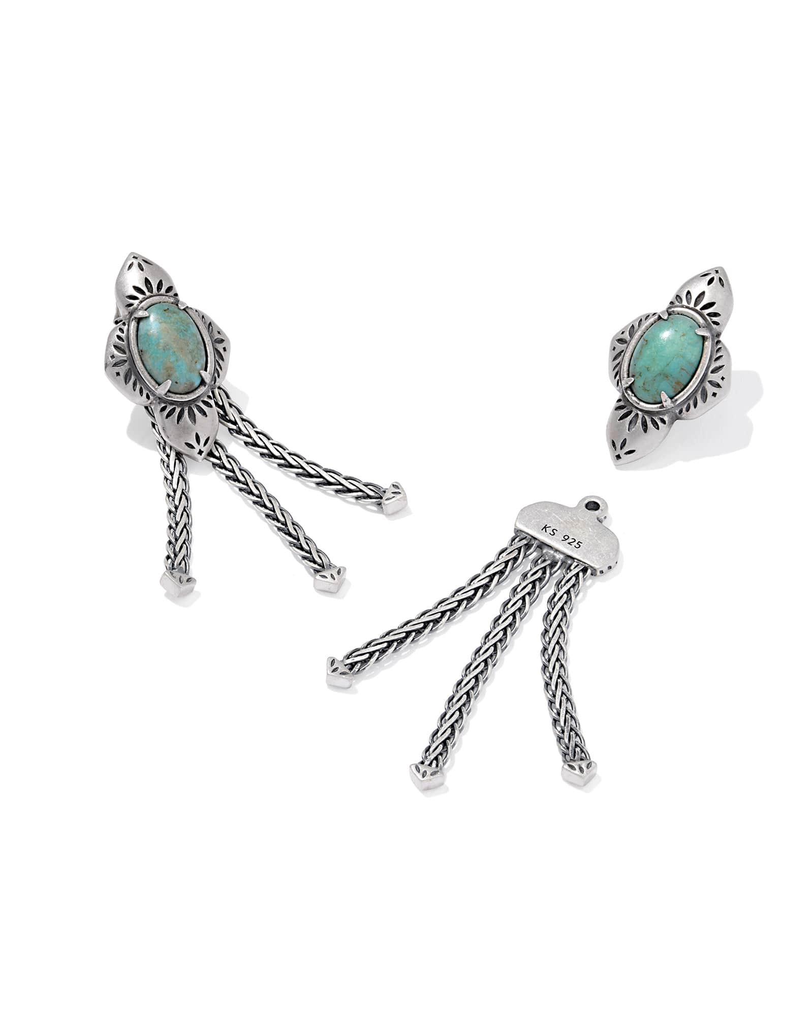 Abbie Oxidized Sterling Silver Fringe Convertible Drop Earrings