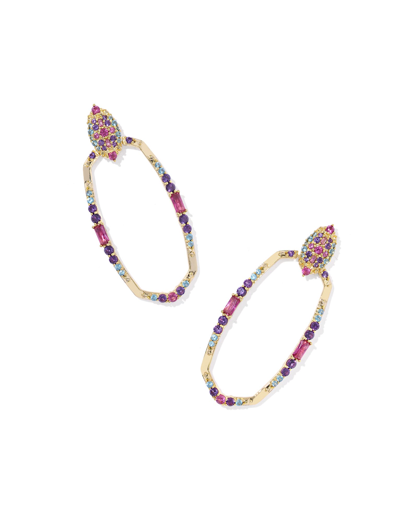 Essie Pave Gold Open Frame Earrings