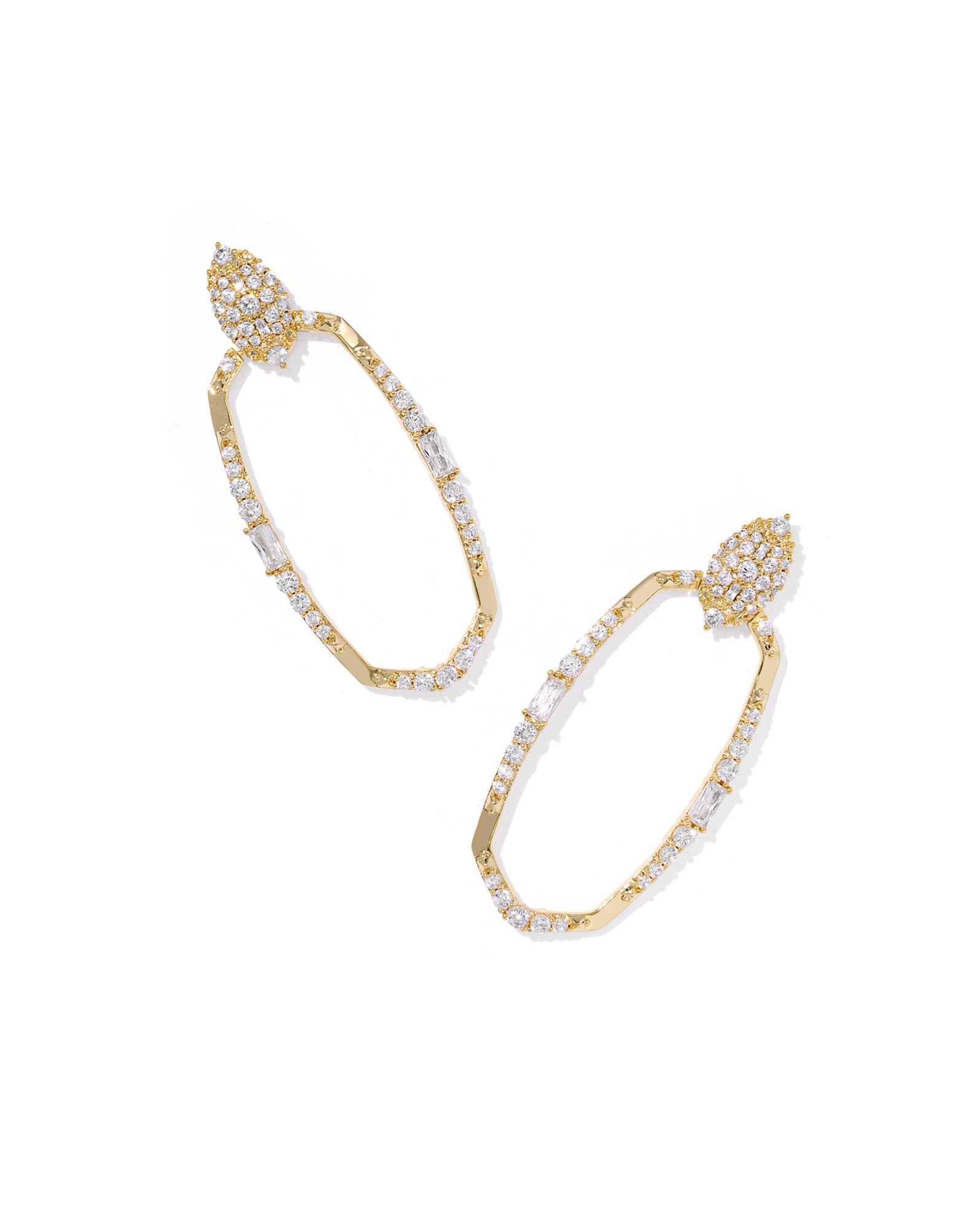 Essie Pave Gold Open Frame Earrings