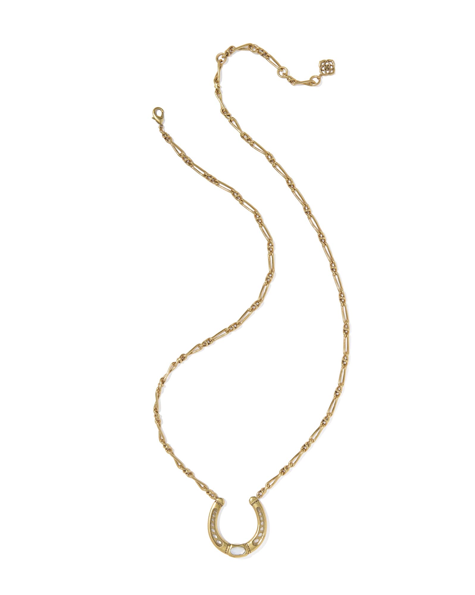 Noble Horseshoe Vintage Gold Large Long Pendant  