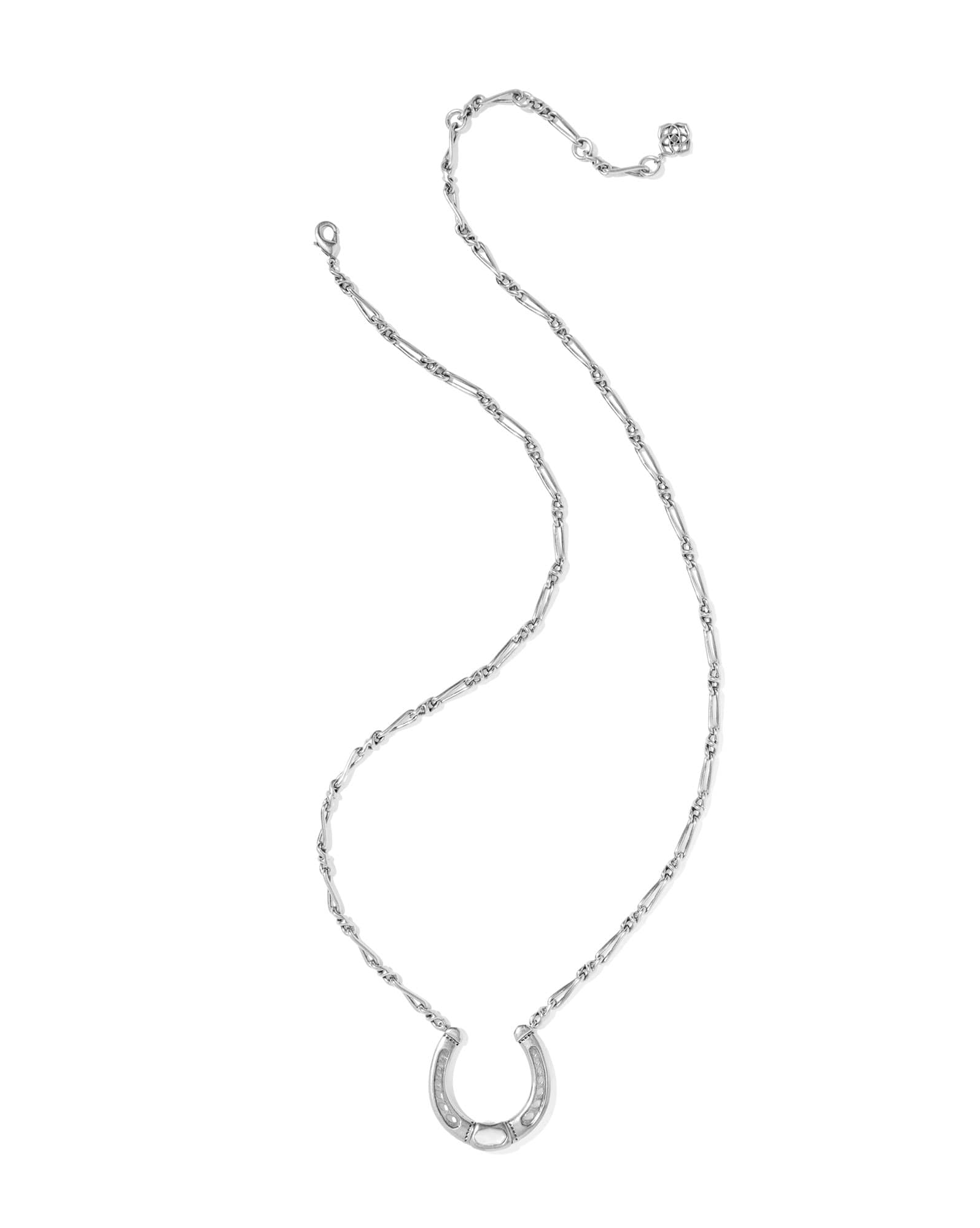 Noble Horseshoe Vintage Silver Large Long Pendant  