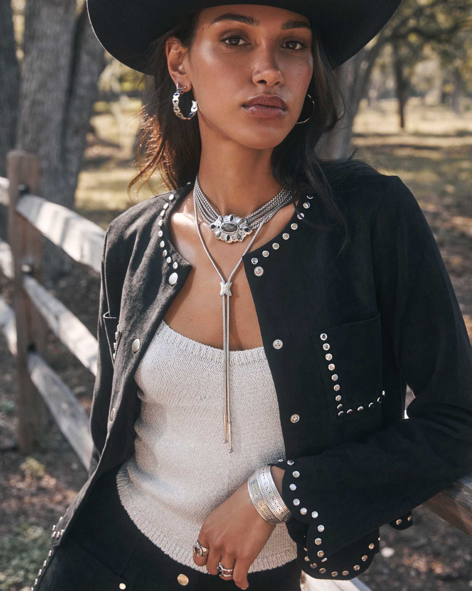 Keziah Etch Vintage Silver Bolo Necklace