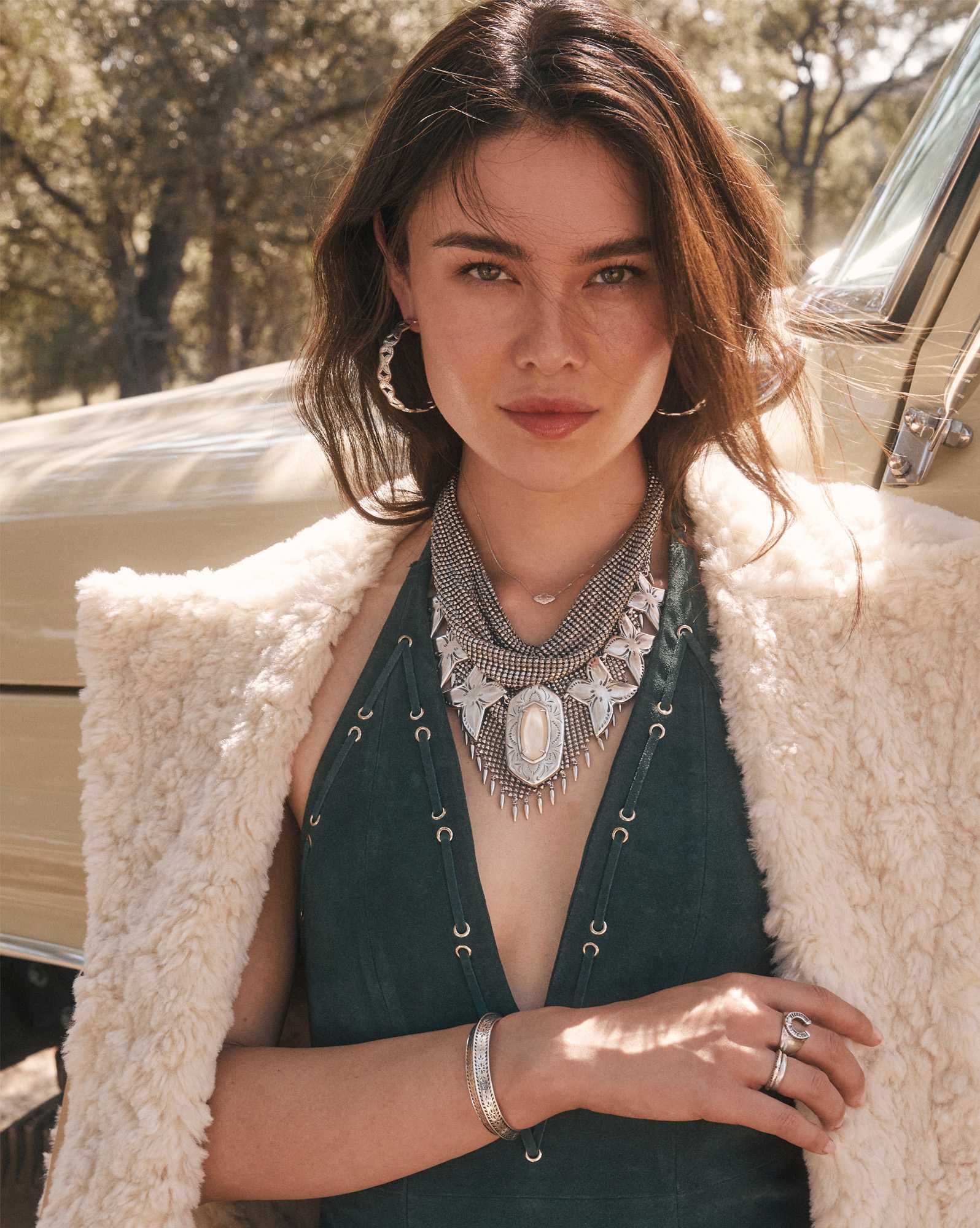 Keziah Hoop Earrings in Vintage Silver