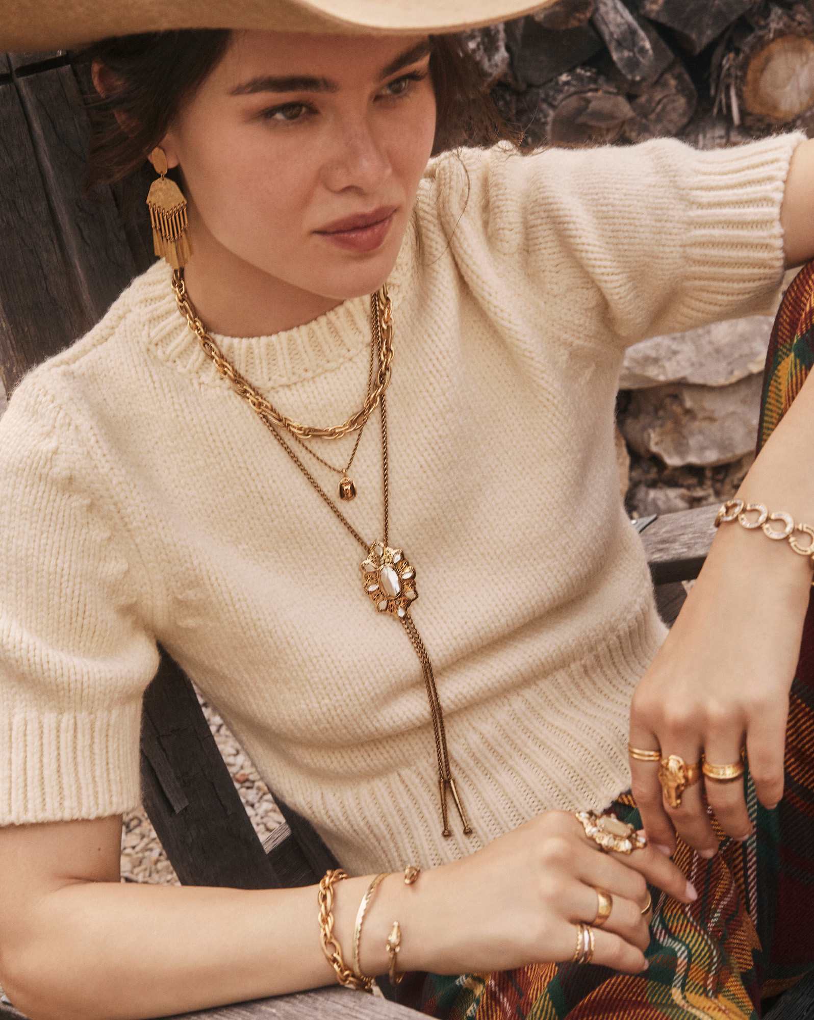 Lynne Statement Earrings in Vintage Gold