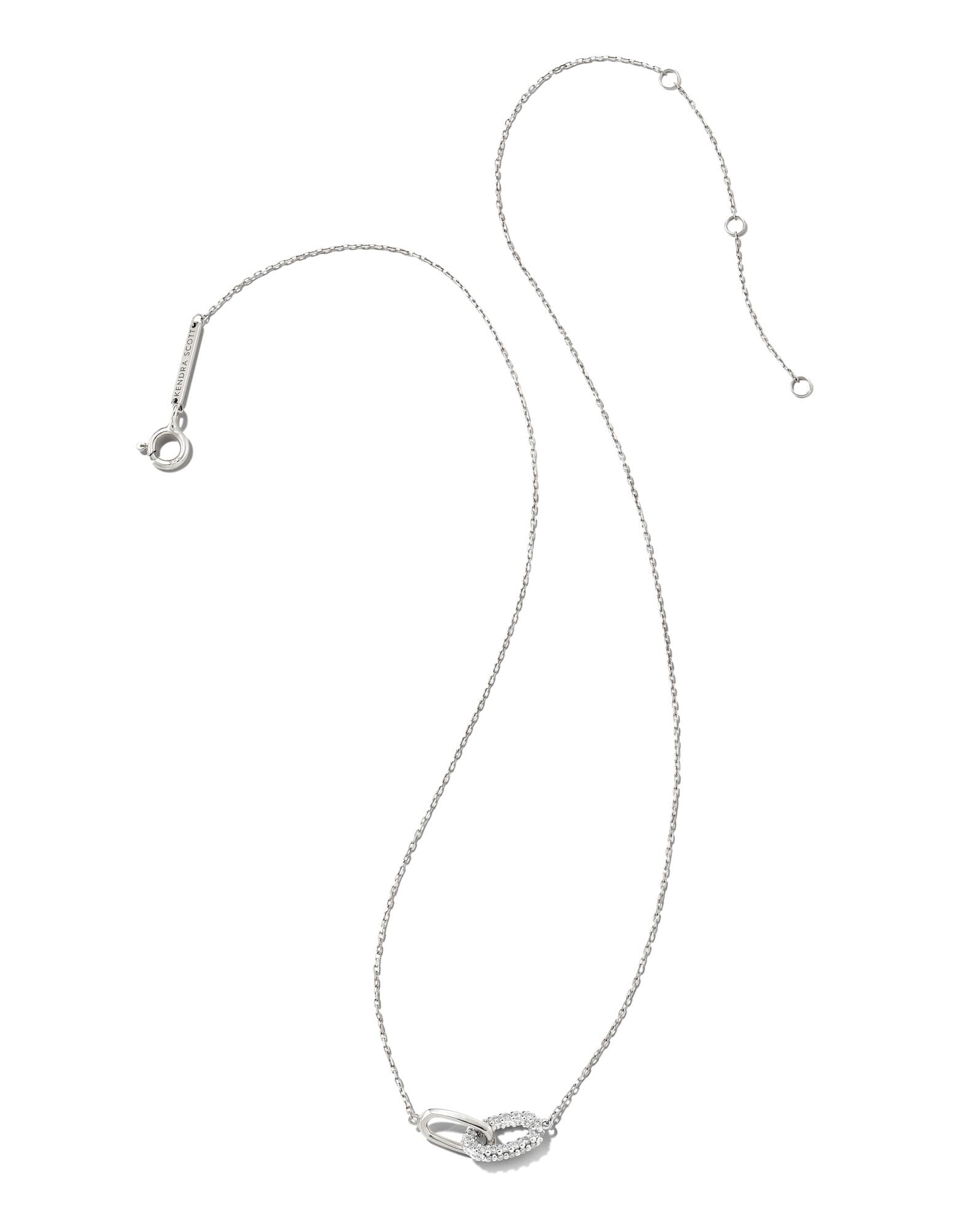 0.24 ct Elisa 14k White Gold Interlocking Pendant Necklace in White Diamond