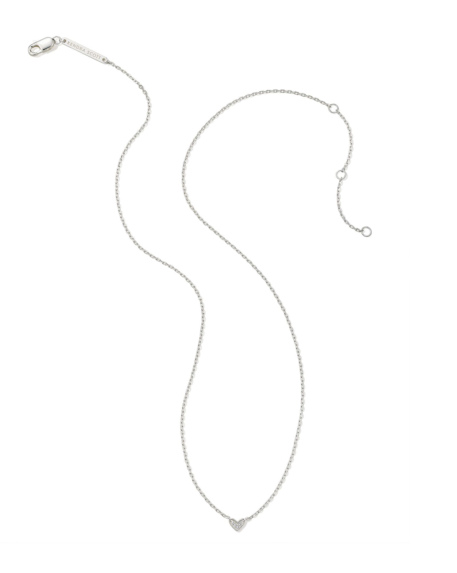 Tiny Ari Heart Sterling Silver Diamond Pendant Necklace in White Diamond