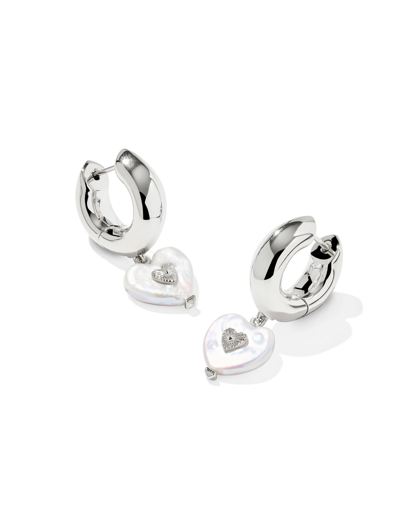 Sasha Heart Silver Huggie Earrings 