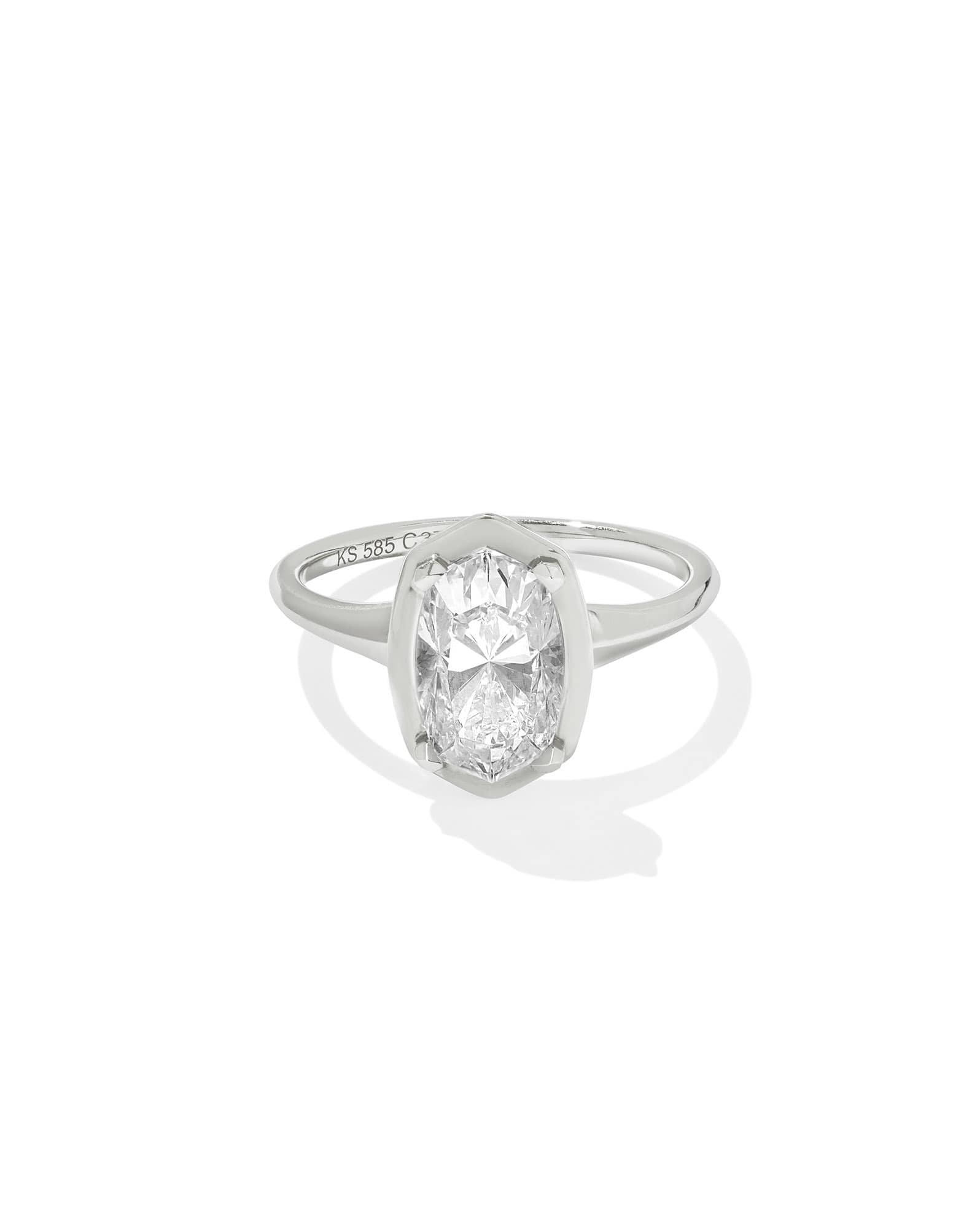 2 ct Lab Grown White Diamond Custom Elisa Statement Ring in 14k White Gold