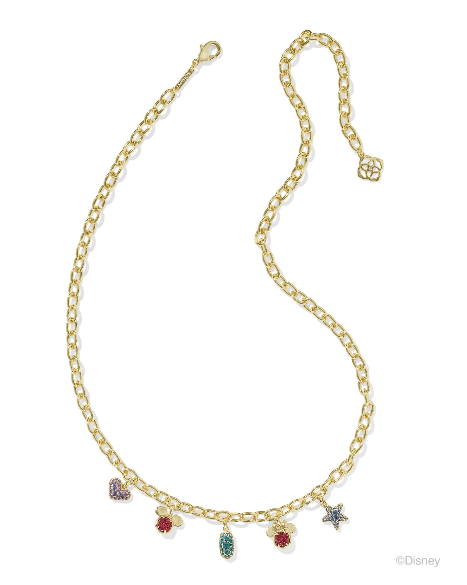 Disney | Kendra Scott Gold Mickey Mouse and Minnie Mouse Charm Necklace in Multi Mix