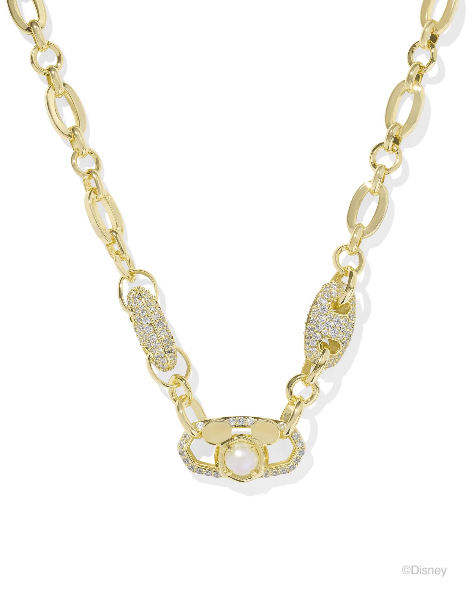 Disney | Kendra Scott Gold Mickey Mouse Crystal Chain Necklace in White Mix