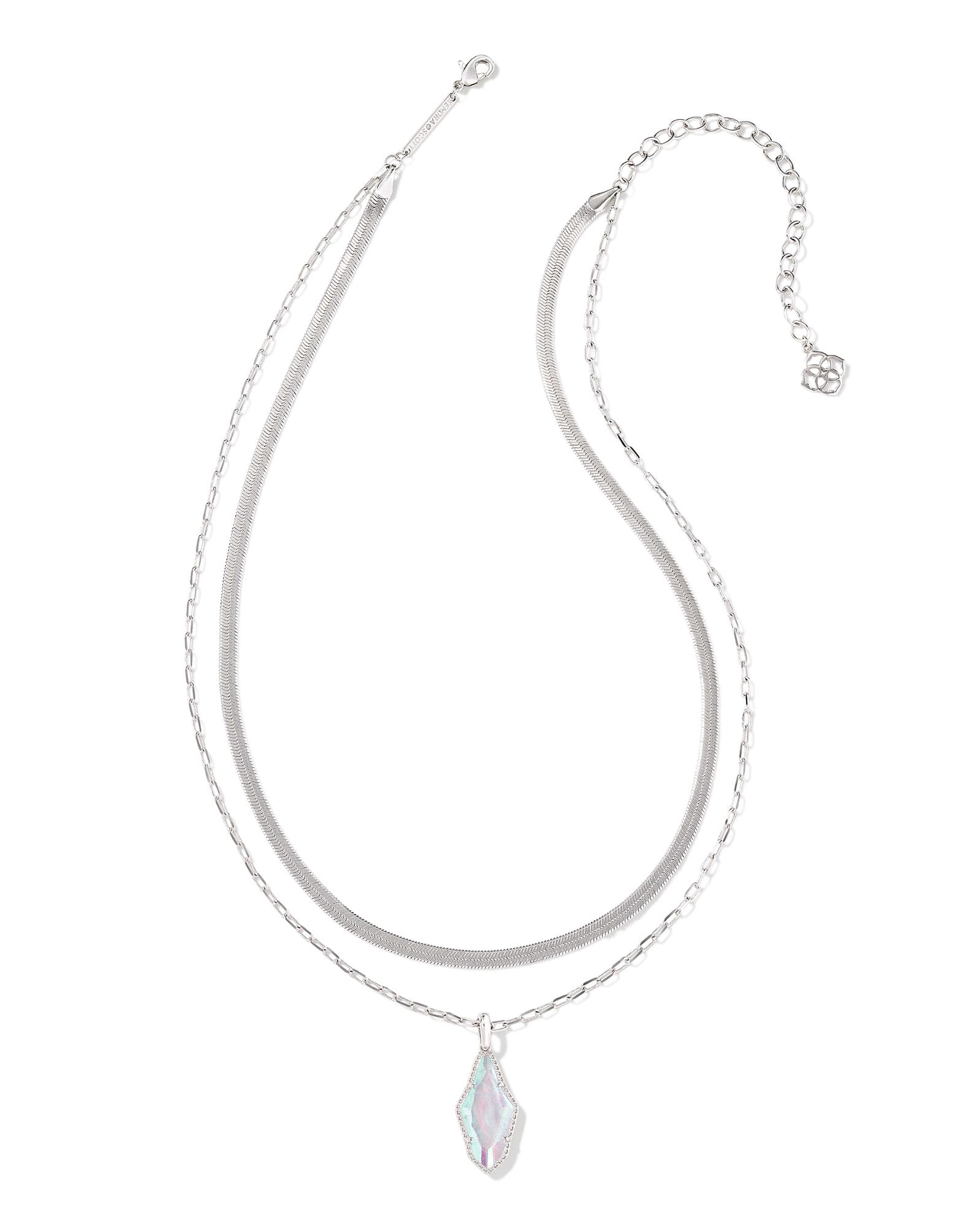 Evelyn Silver Multi Strand Necklace in Rock Crystal Dichroic