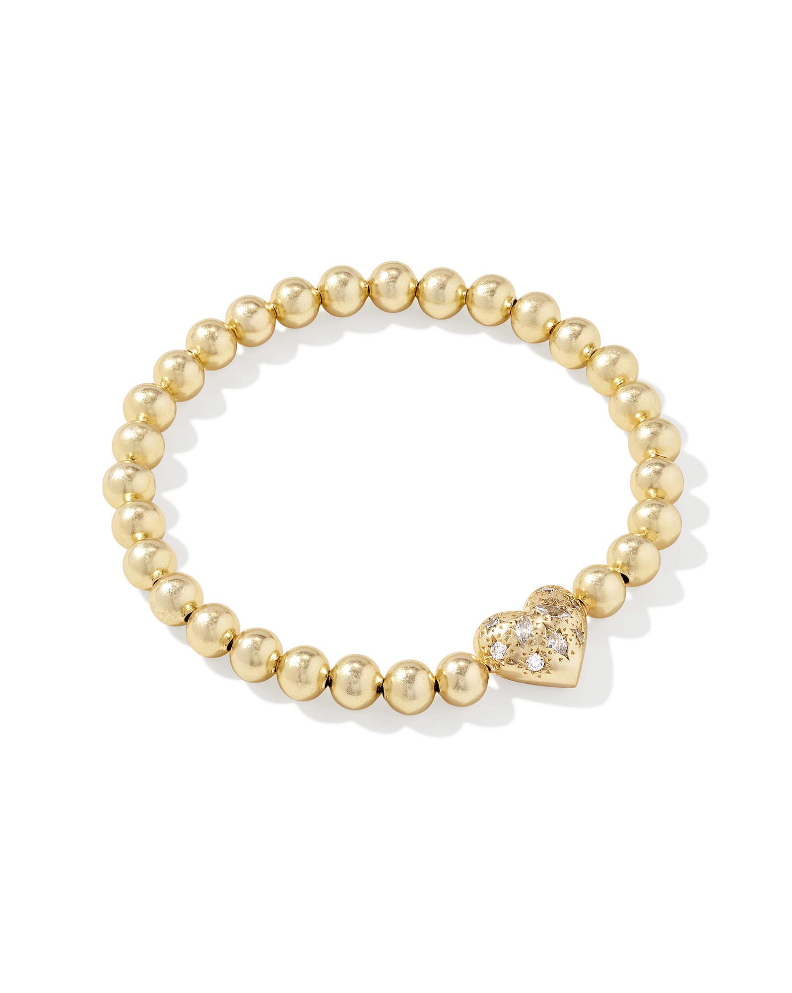 Holland Gold Heart Stretch Bracelet in White CZ