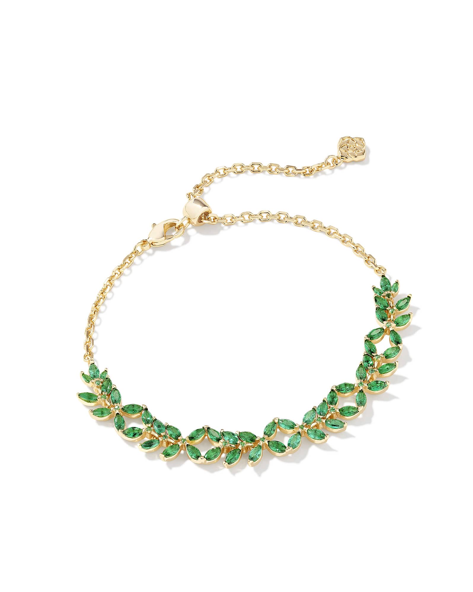 Rosalie Gold Tennis Bracelet in Green Crystal