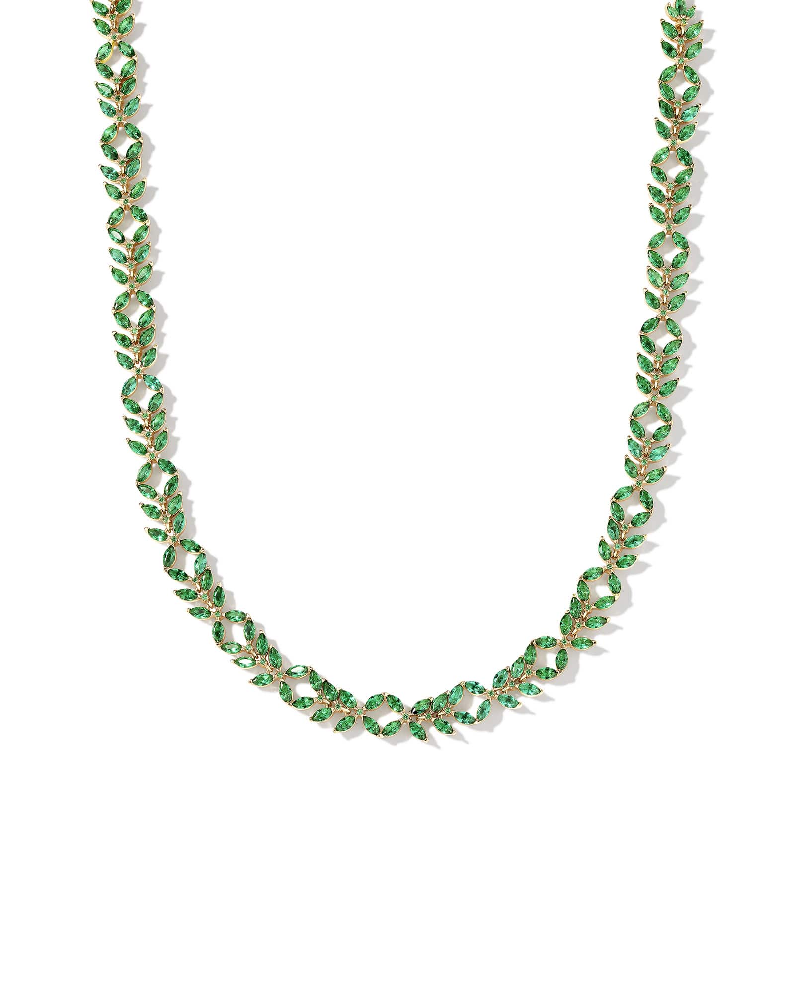 Rosalie Gold Tennis Necklace in Green Crystal