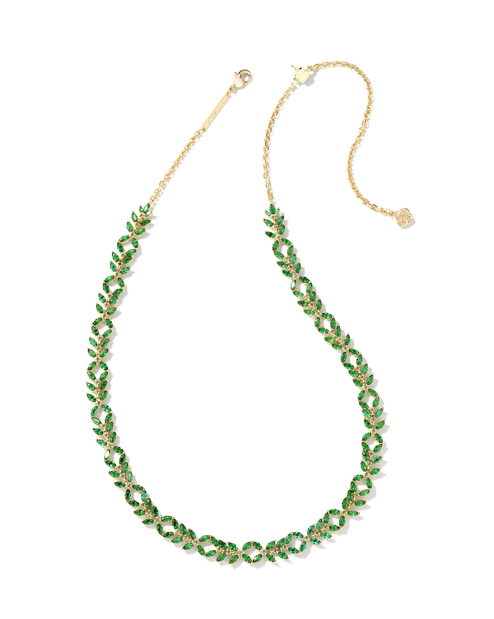 Rosalie Gold Tennis Necklace in Green Crystal