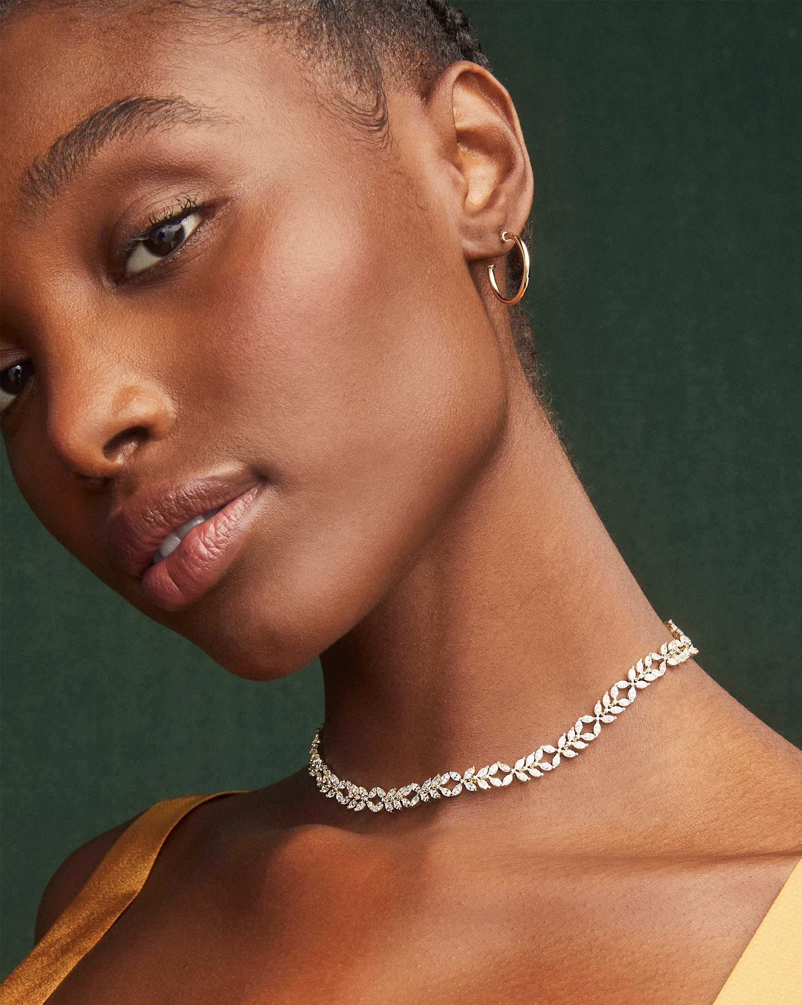 Rosalie Gold Tennis Necklace in White CZ
