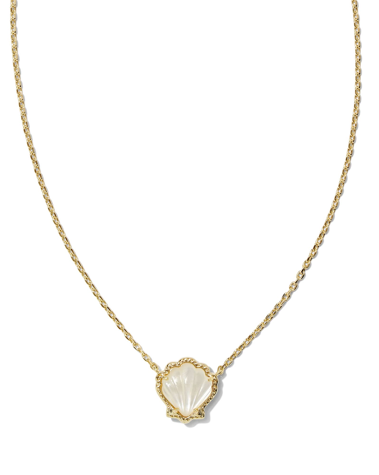 Brynne Gold Shell Short Pendant Necklace in Ivory Mother-of-Pearl