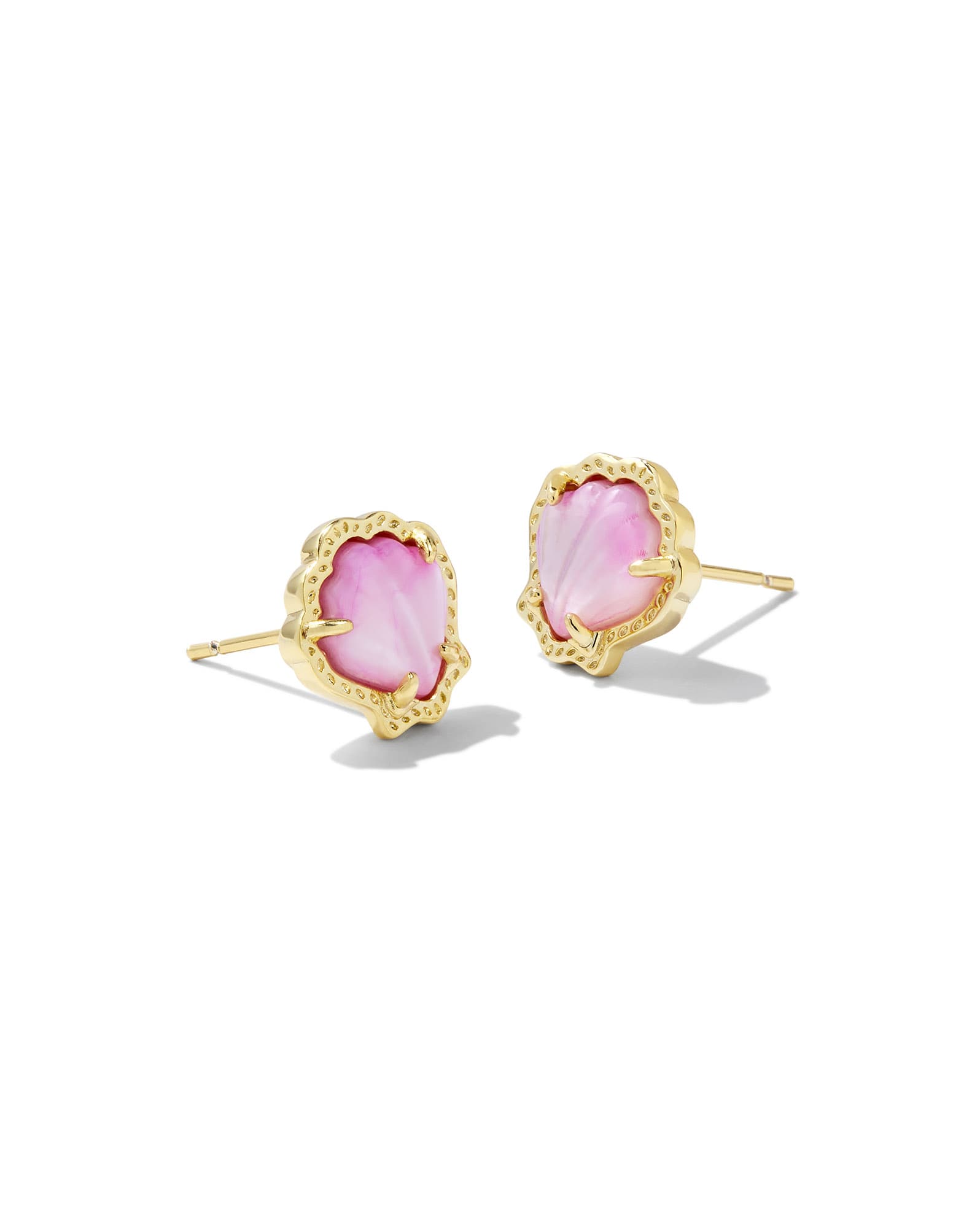 Brynne Gold Shell Stud Earrings in Blush Ivory Mother-of-Pearl