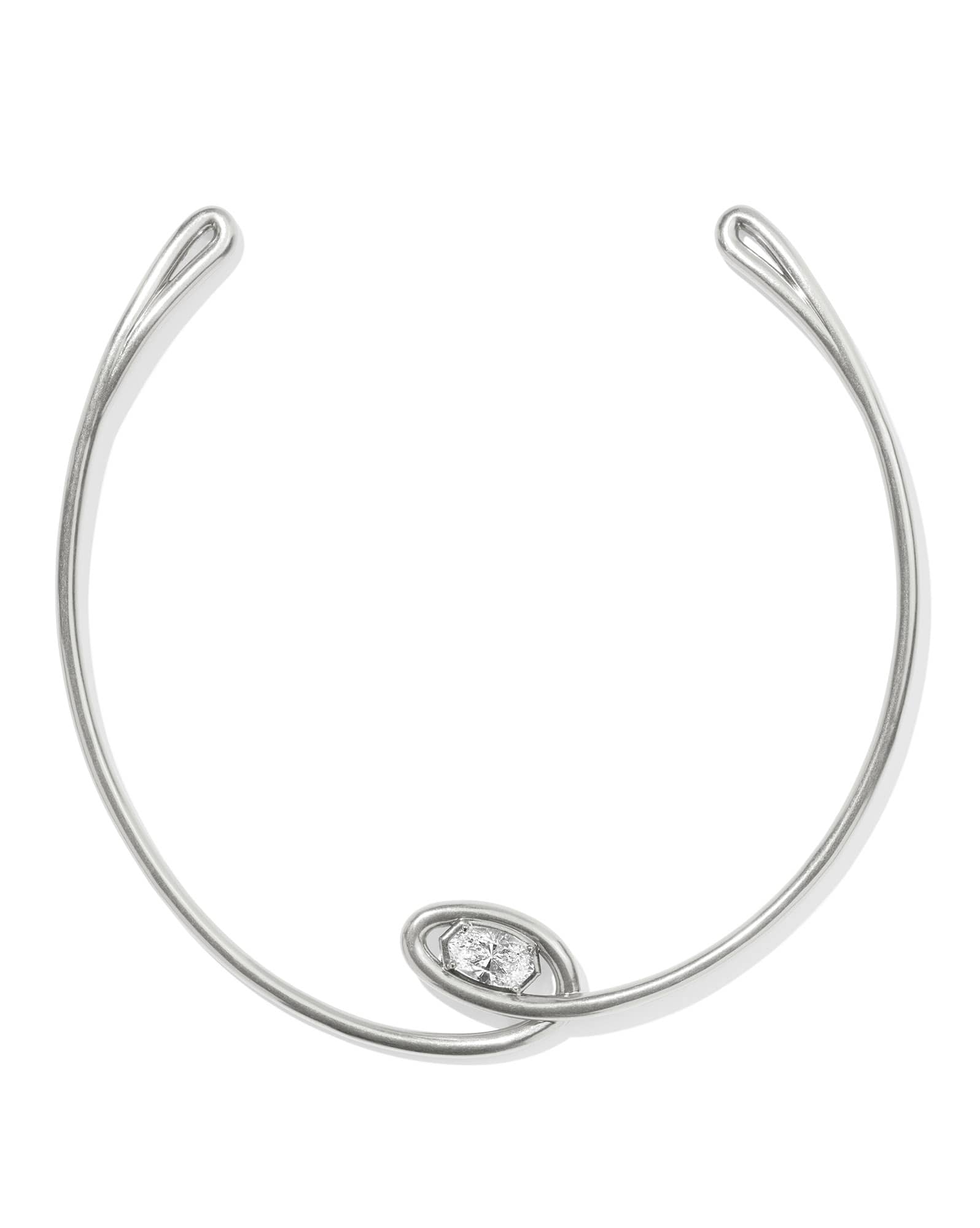 Myles Vintage Silver Crystal Collar Necklace in White CZ