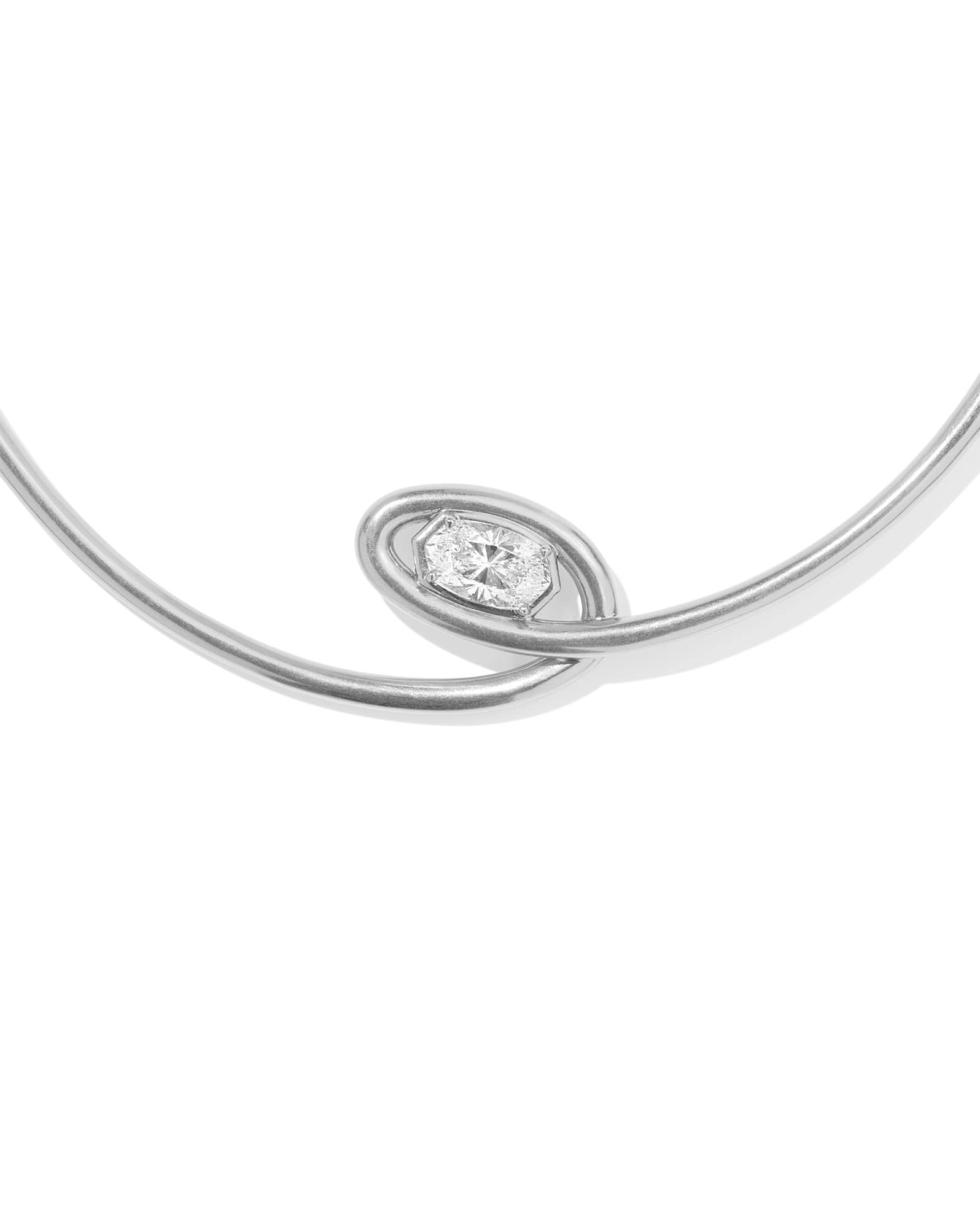 Myles Vintage Silver Crystal Collar Necklace in White CZ