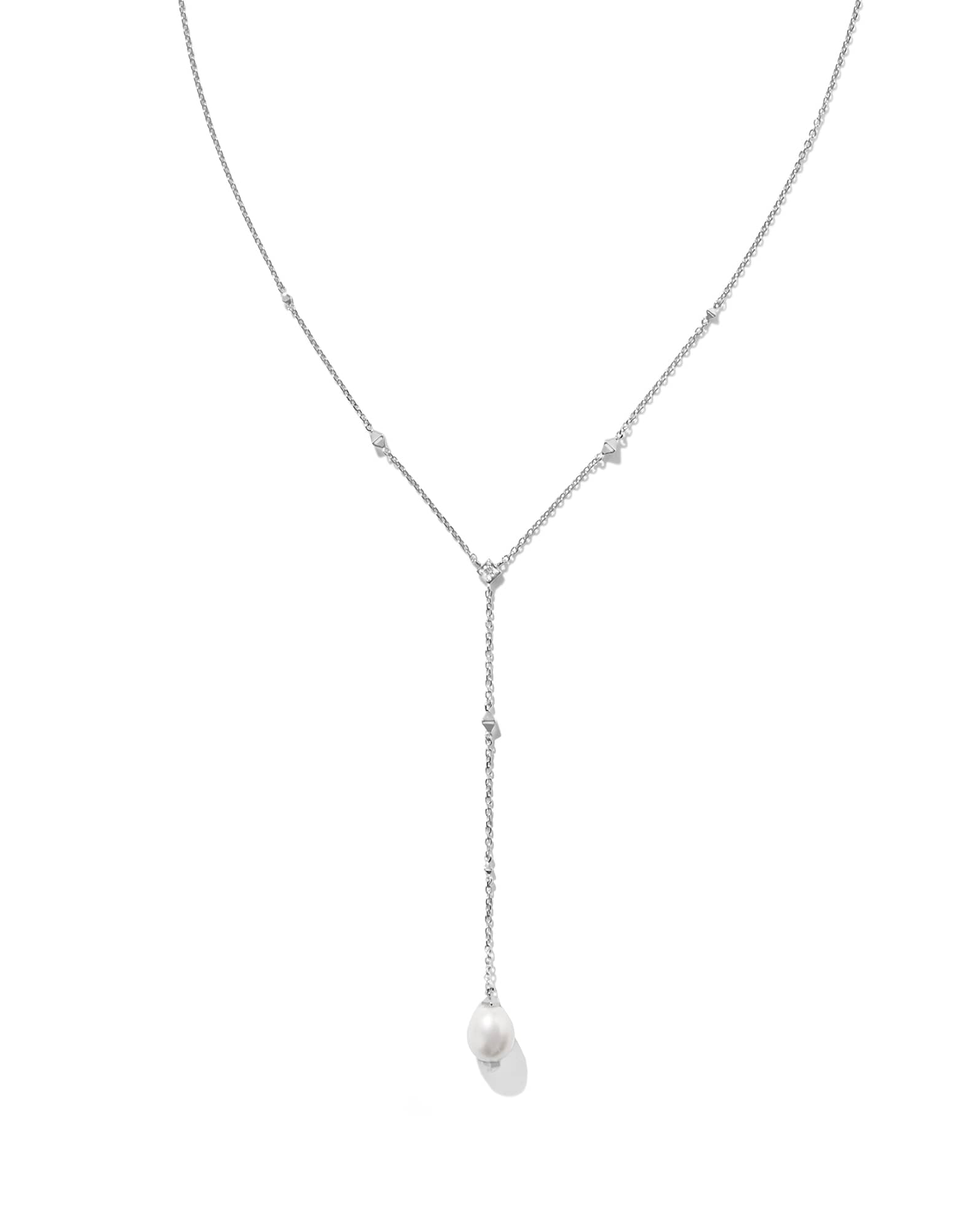 Michelle 14k White Gold Y Necklace in Freshwater Cultured Pearl