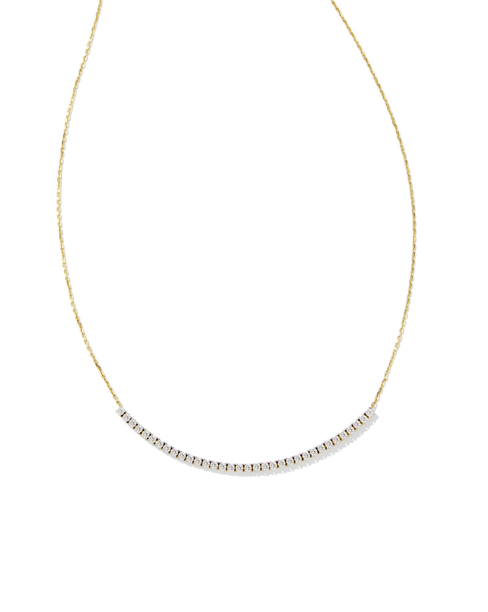 0.54 ct Tennis 14k Yellow Gold Bar Necklace in White Diamond