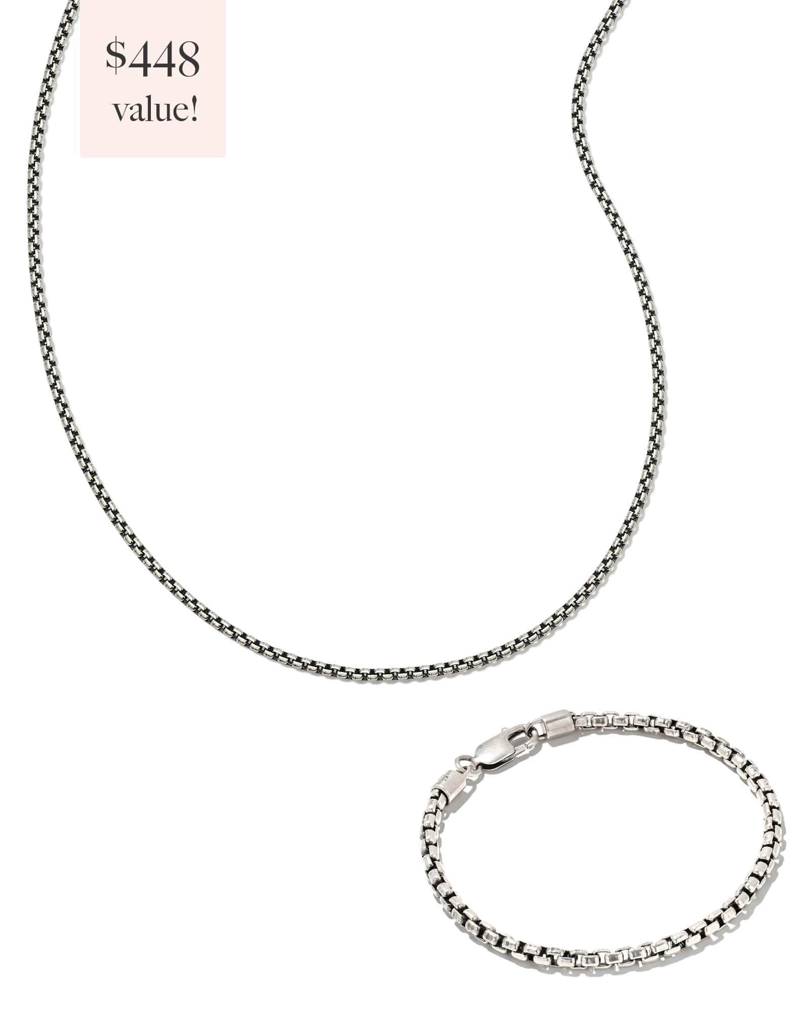 Beck Box Chain Gift Set of 2 in Oxidized Sterling Silver