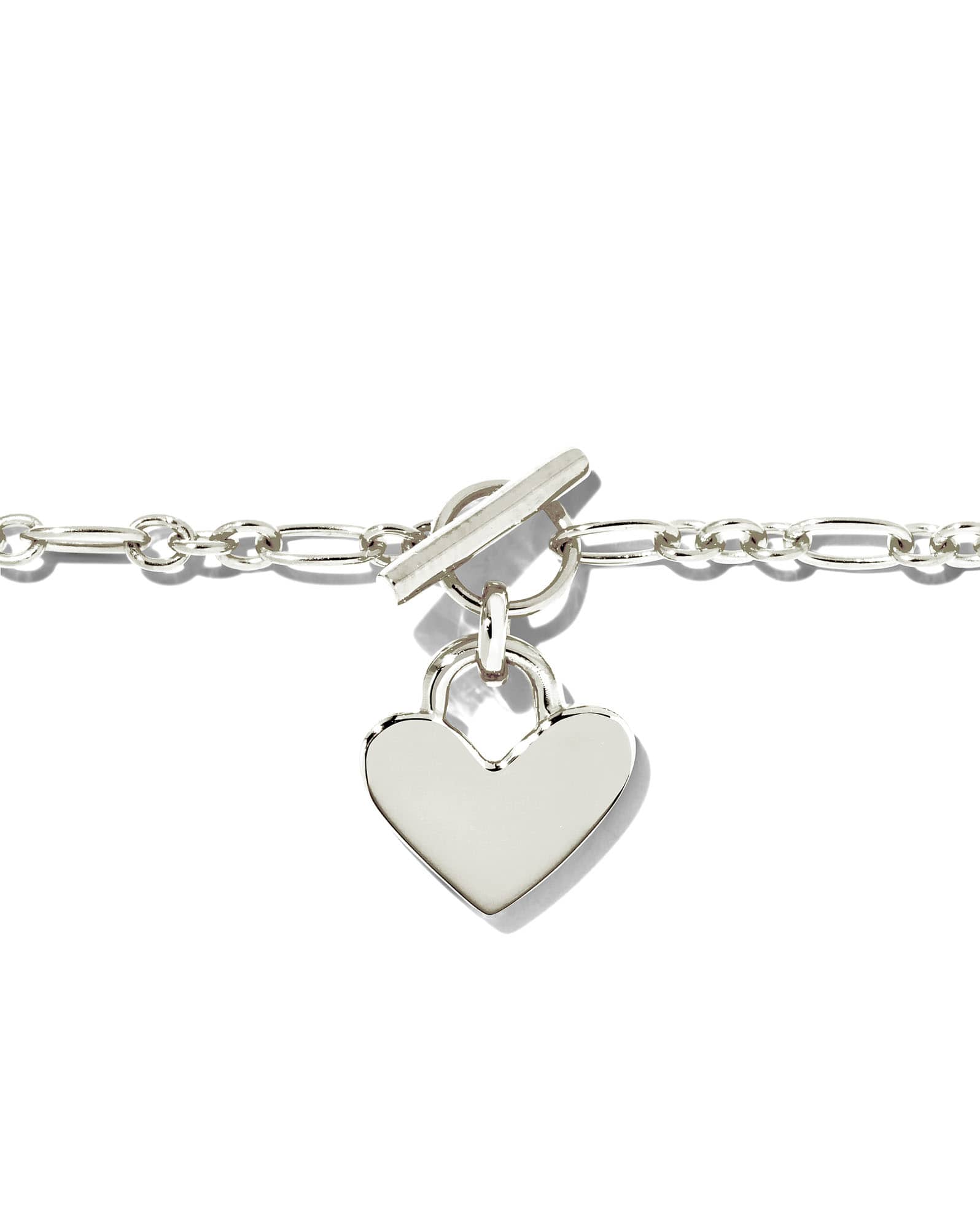 Heart Padlock Chain Bracelet in Sterling Silver