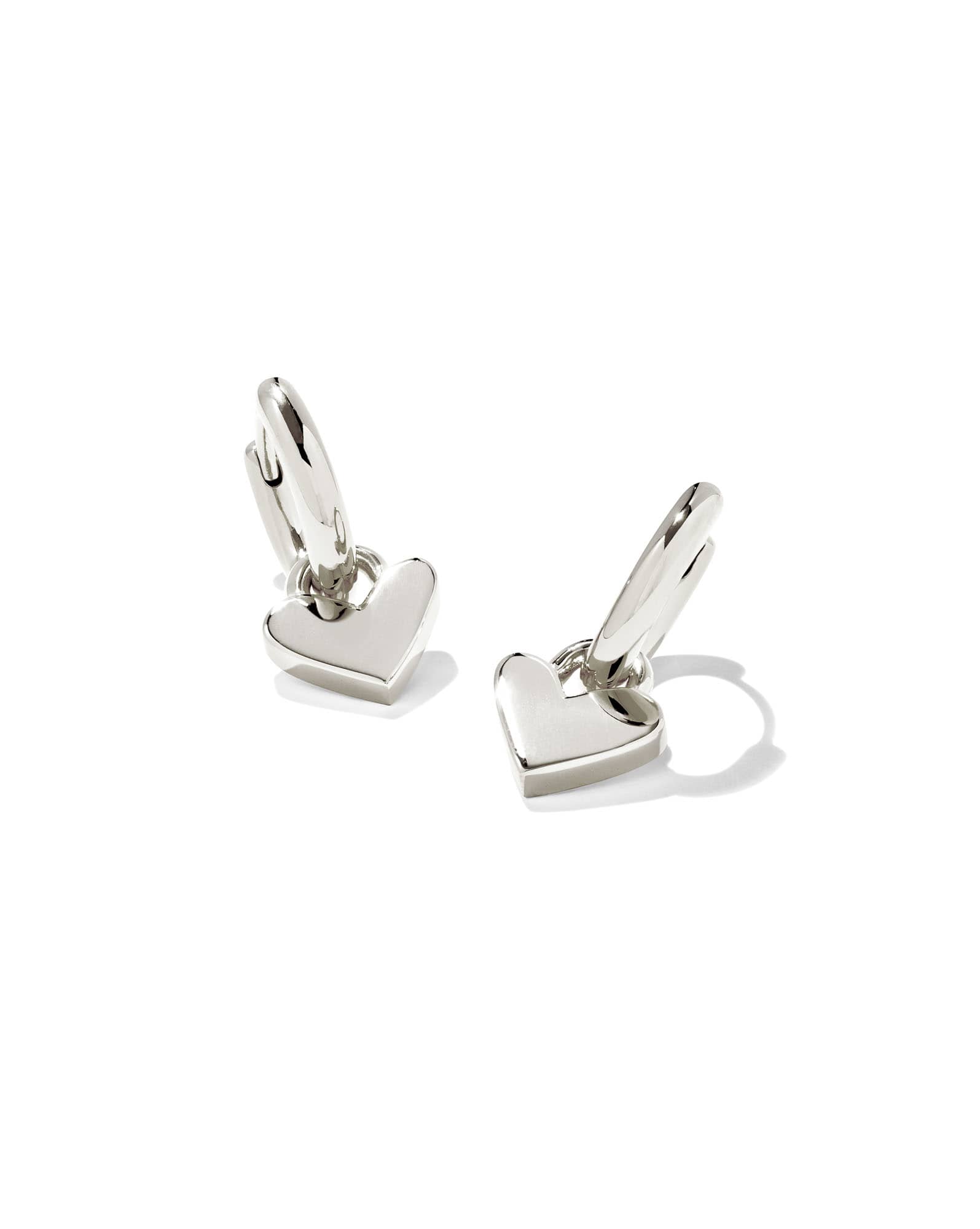 Heart Padlock Huggie Earrings in Sterling Silver