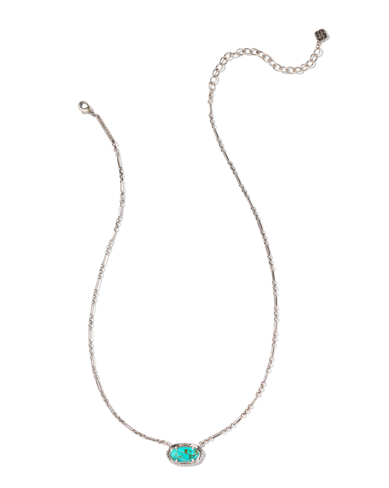 Elisa Vintage Silver Etch Frame Short Pendant Necklace