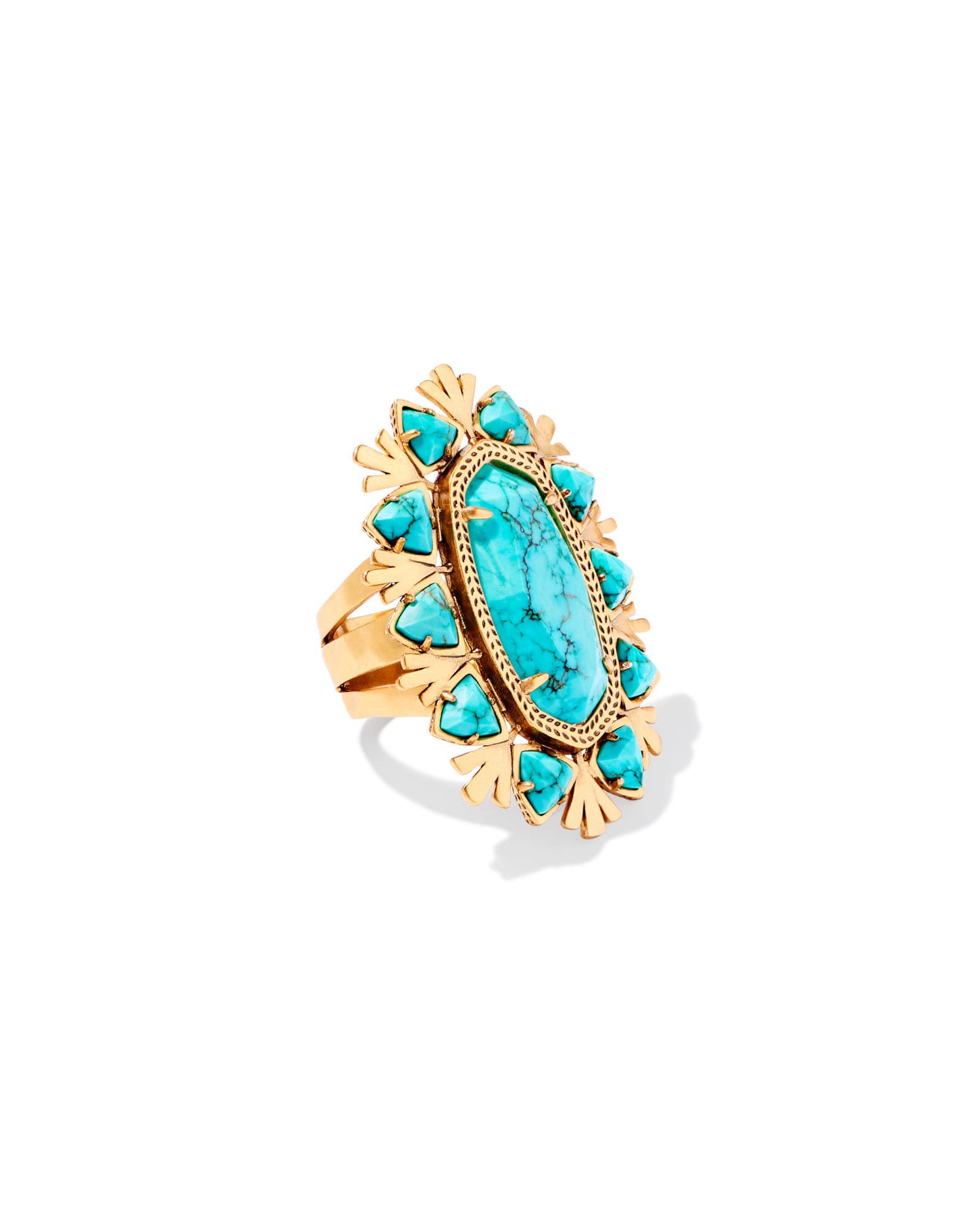 Havana Vintage Gold Cocktail Ring in Variegated Turquoise Magnesite