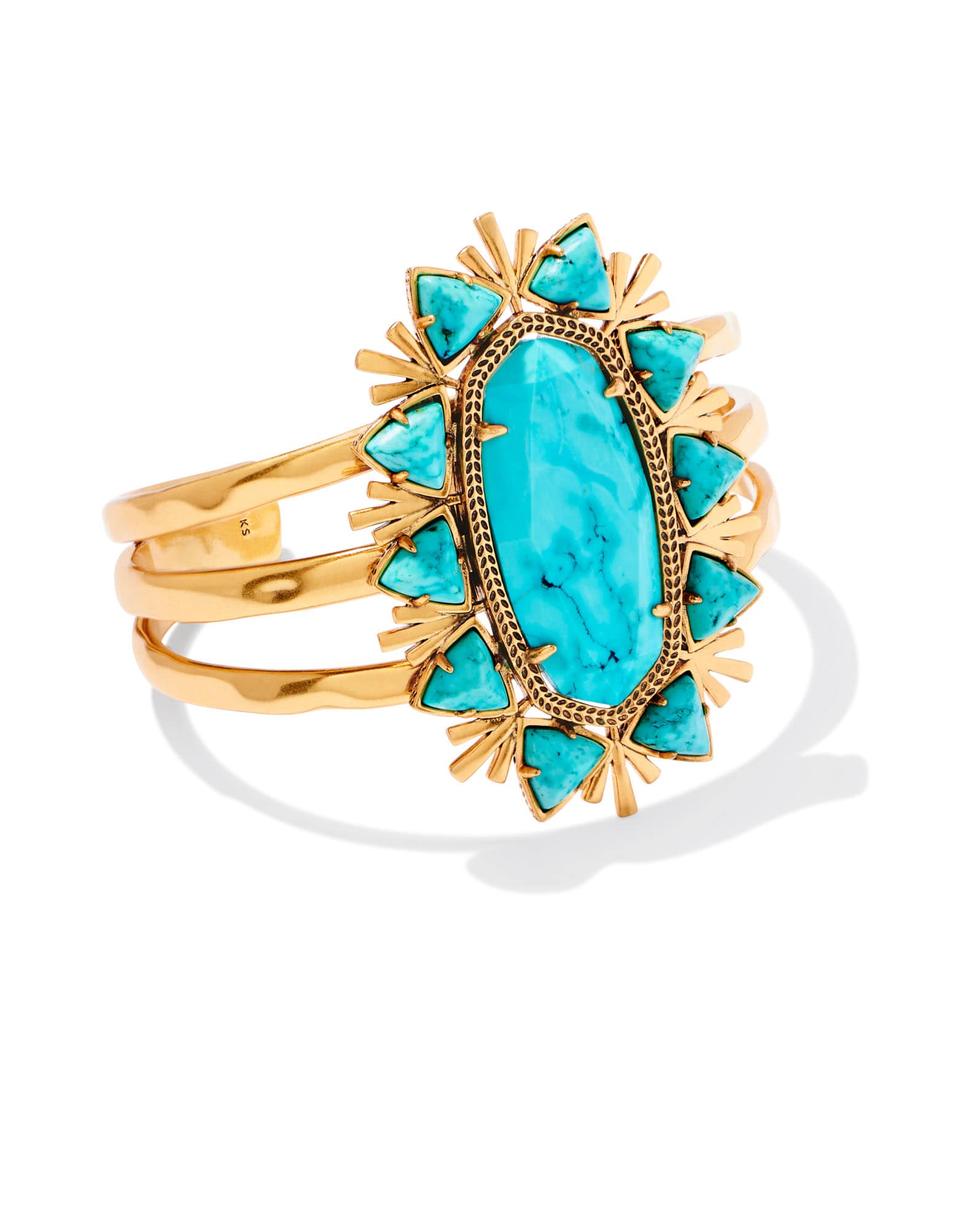 Havana Vintage Gold Cuff Bracelet in Variegated Turquoise Magnesite