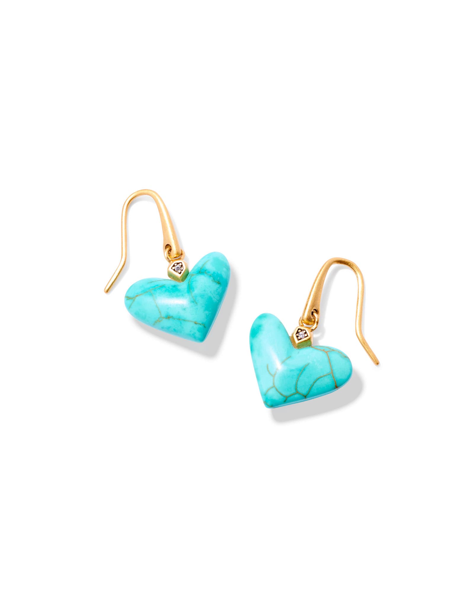 Poppy Vintage Gold Drop Earrings in Variegated Turquoise Magnesite