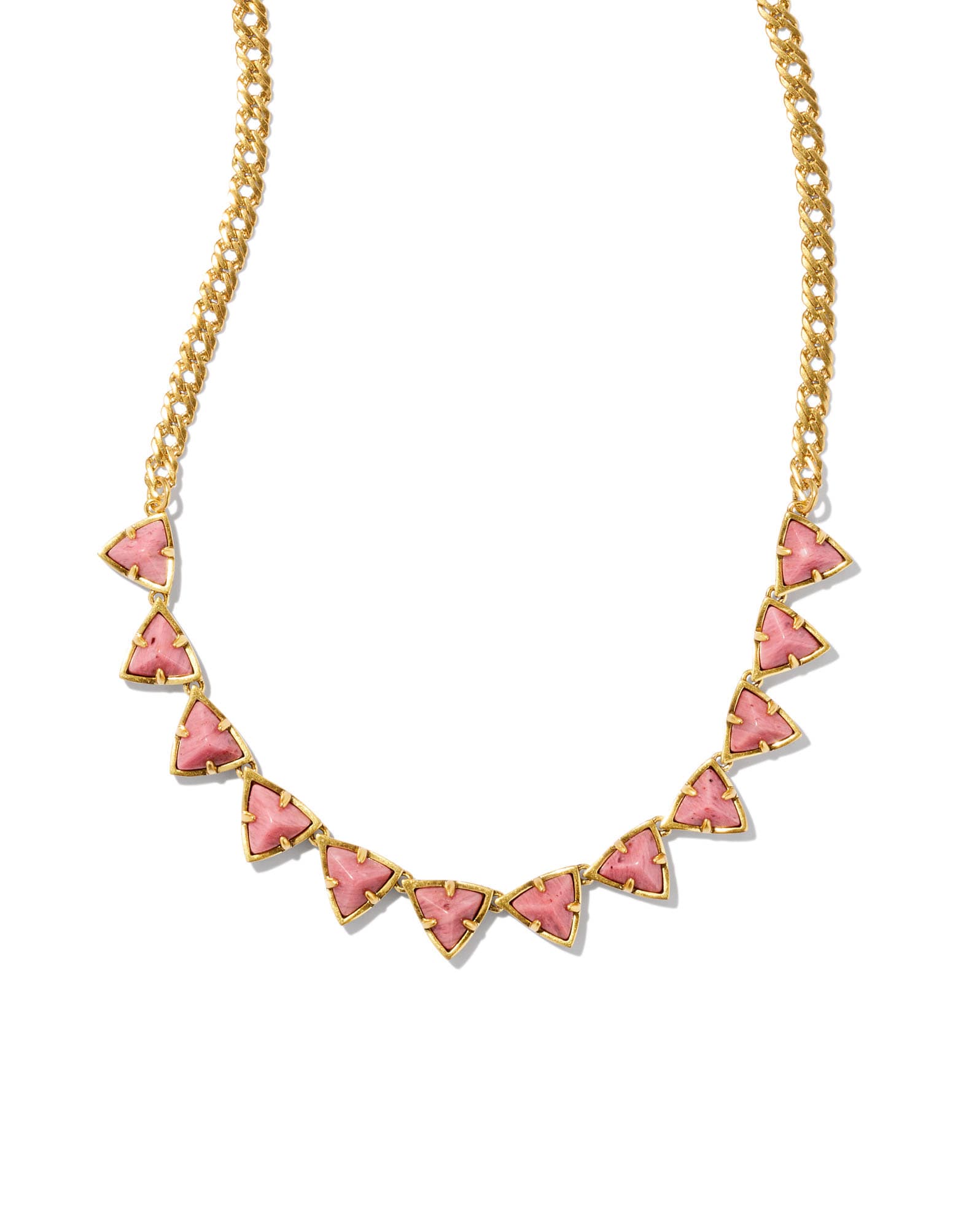 Robby Vintage Gold Strand Necklace in Blush Pink Quartzite