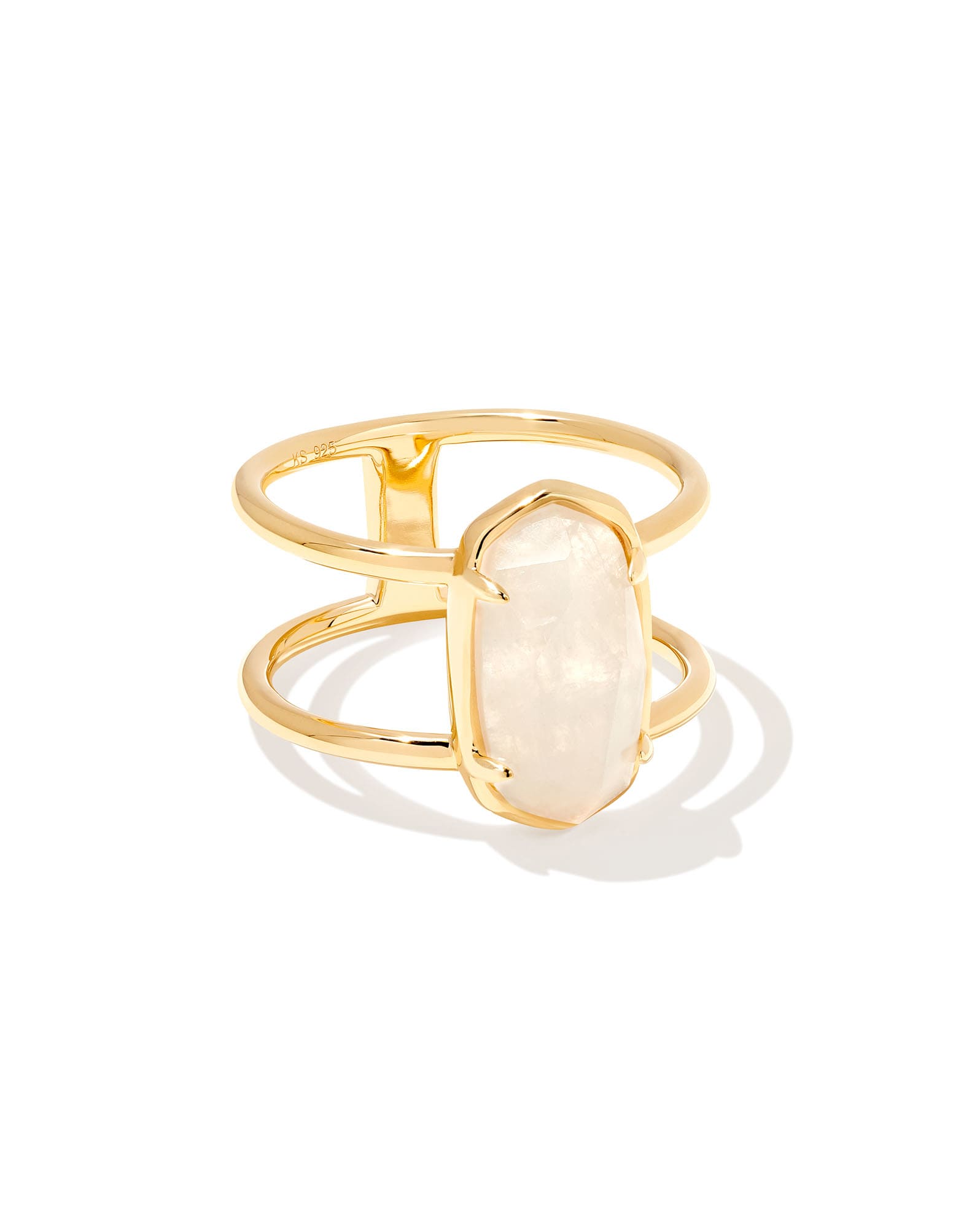 Elyse 18k Gold Vermeil Double Band Ring in Rainbow Moonstone