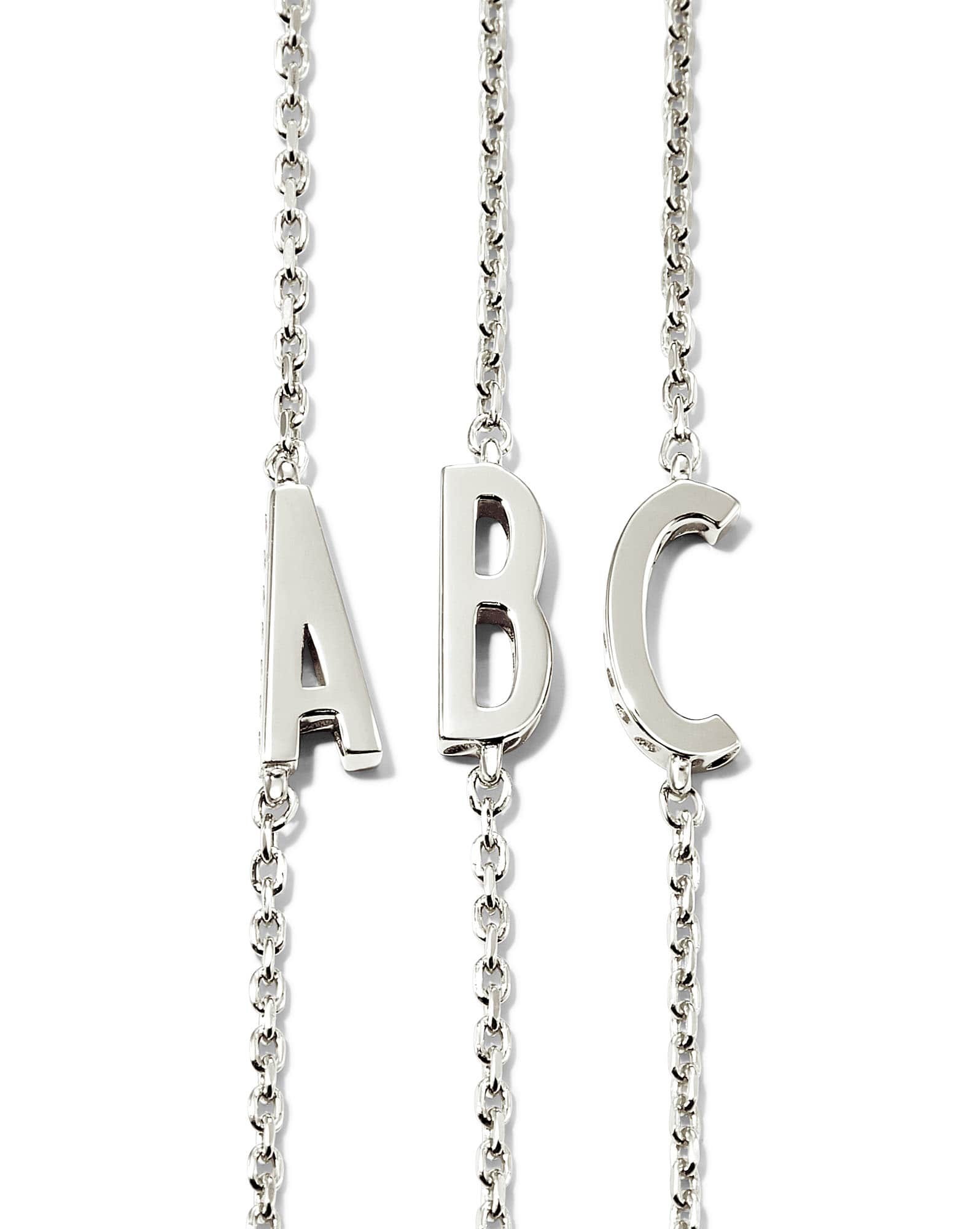 Letter Inline Initial Necklace in Sterling Silver