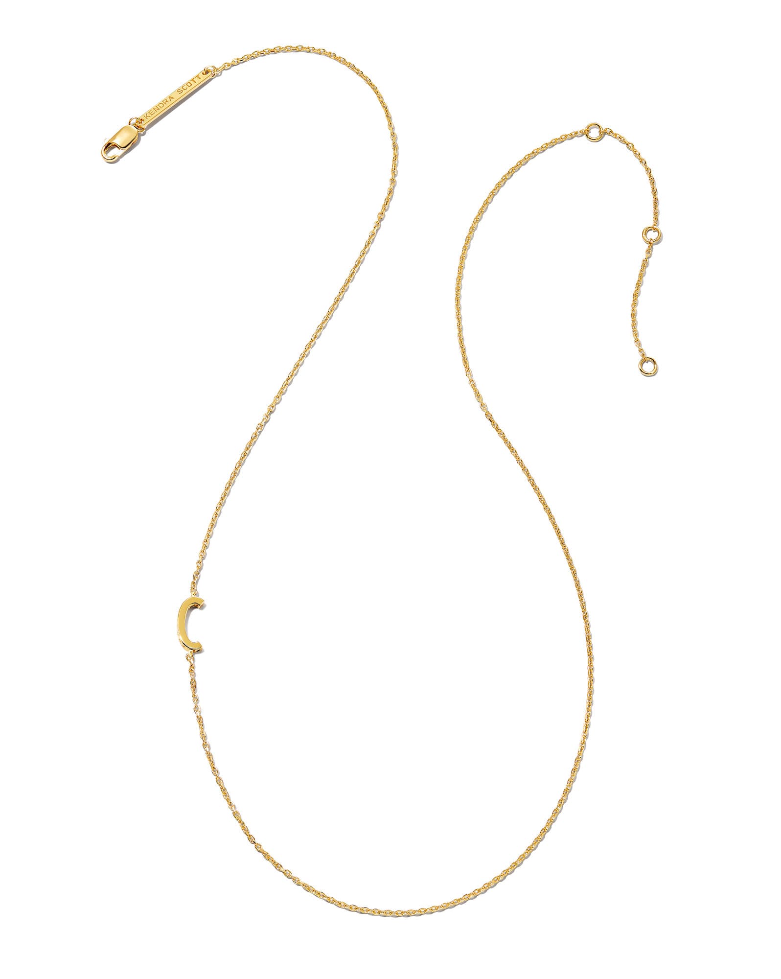 Letter C Inline Initial Necklace in 18k Gold Vermeil