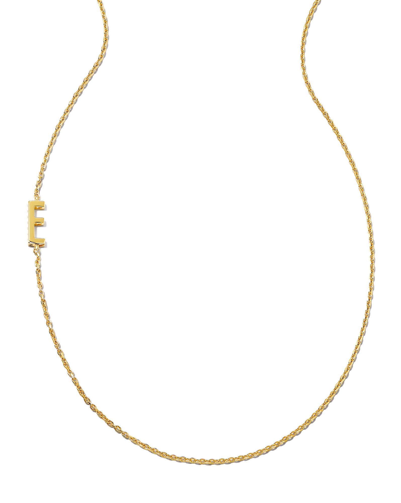 Letter E Inline Initial Necklace in 18k Gold Vermeil