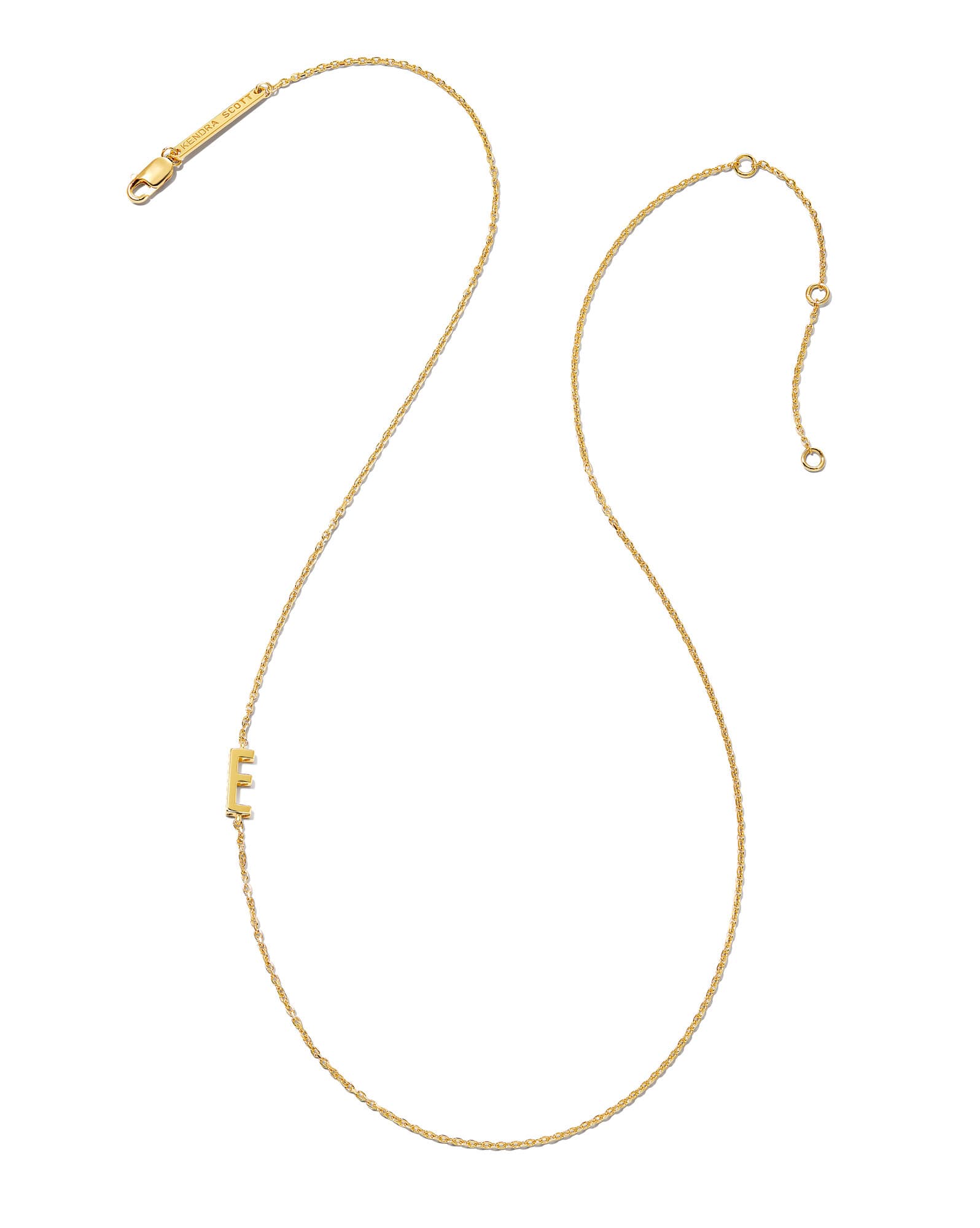 Letter E Inline Initial Necklace in 18k Gold Vermeil