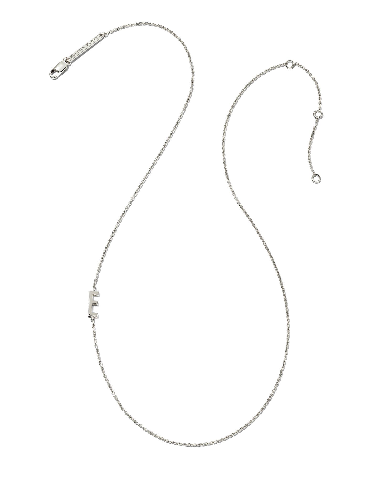 Letter E Inline Initial Necklace in Sterling Silver