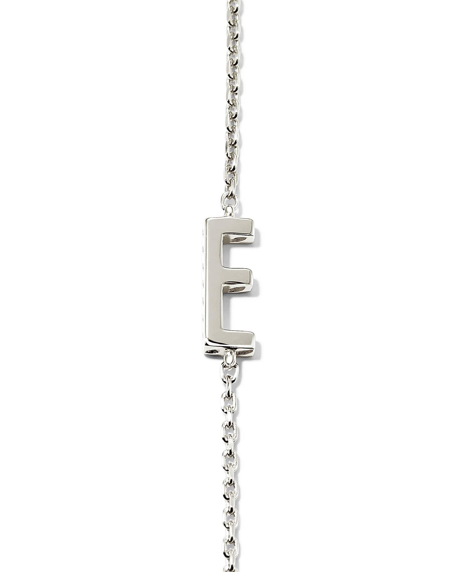 Letter E Inline Initial Necklace in Sterling Silver