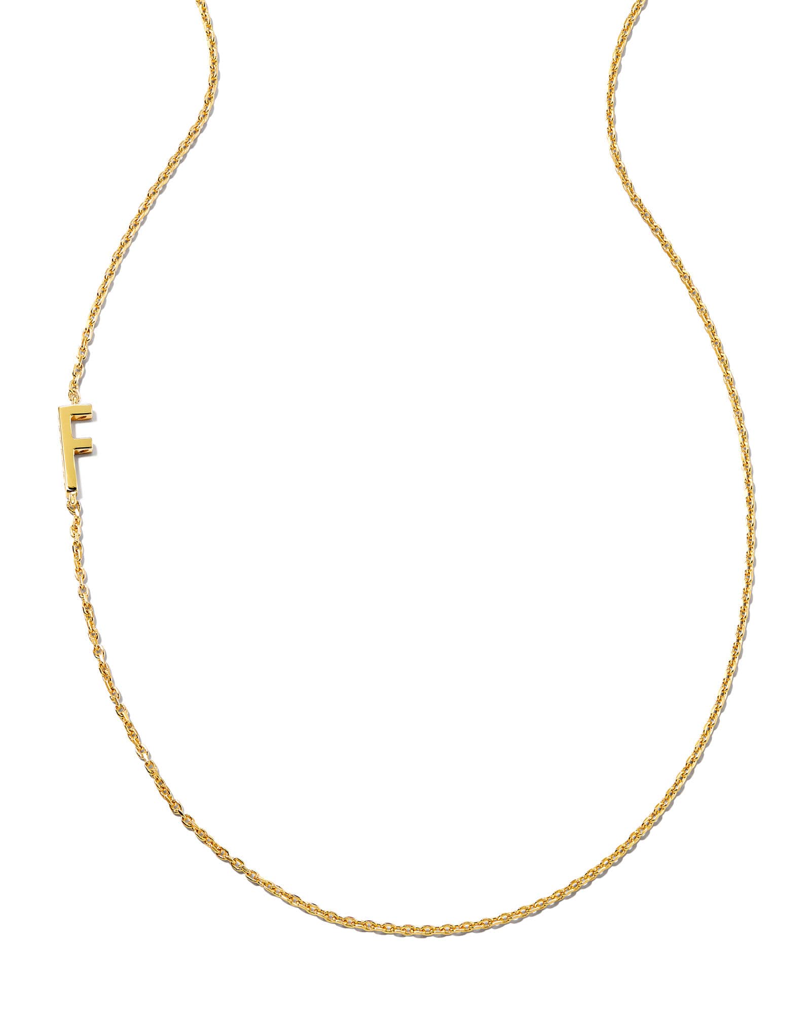 Letter F Inline Initial Necklace in 18k Gold Vermeil