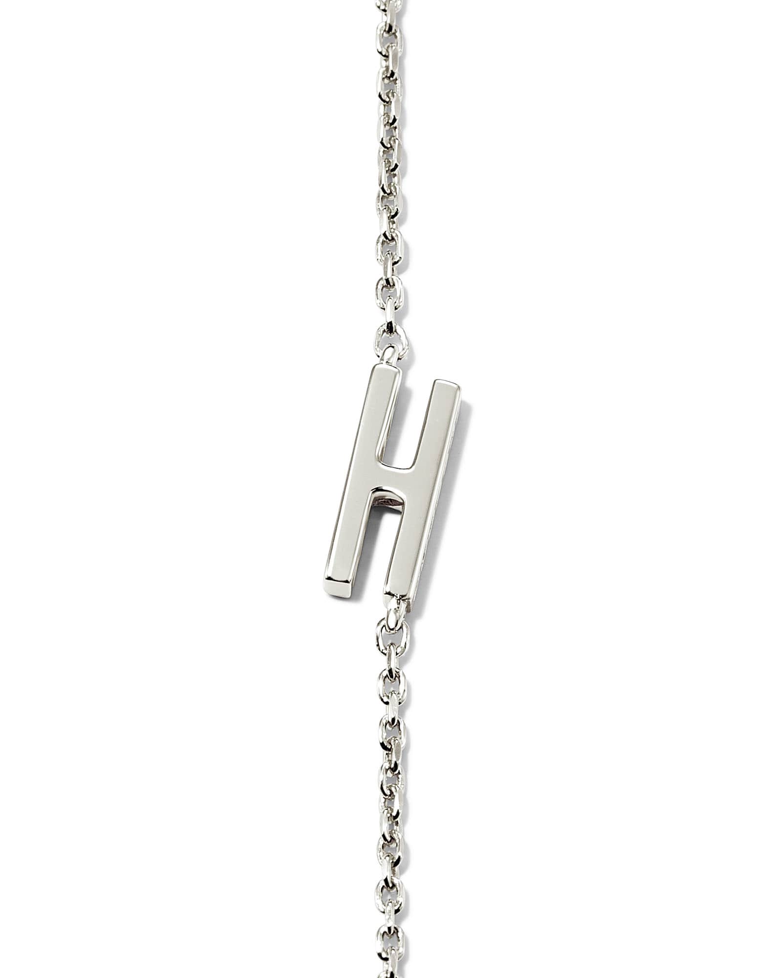 Letter H Inline Initial Necklace in Sterling Silver