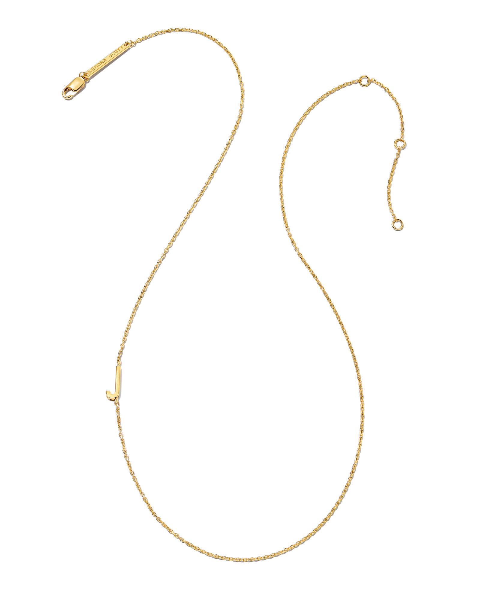 Letter J Inline Initial Necklace in 18k Gold Vermeil